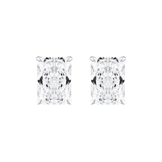 Goldsmiths 9ct White Gold 2.00cttw Radiant Cut Lab Grown Diamond Solitaire Stud Earrings