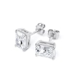 Goldsmiths 9ct White Gold 2.00cttw Radiant Cut Lab Grown Diamond Solitaire Stud Earrings