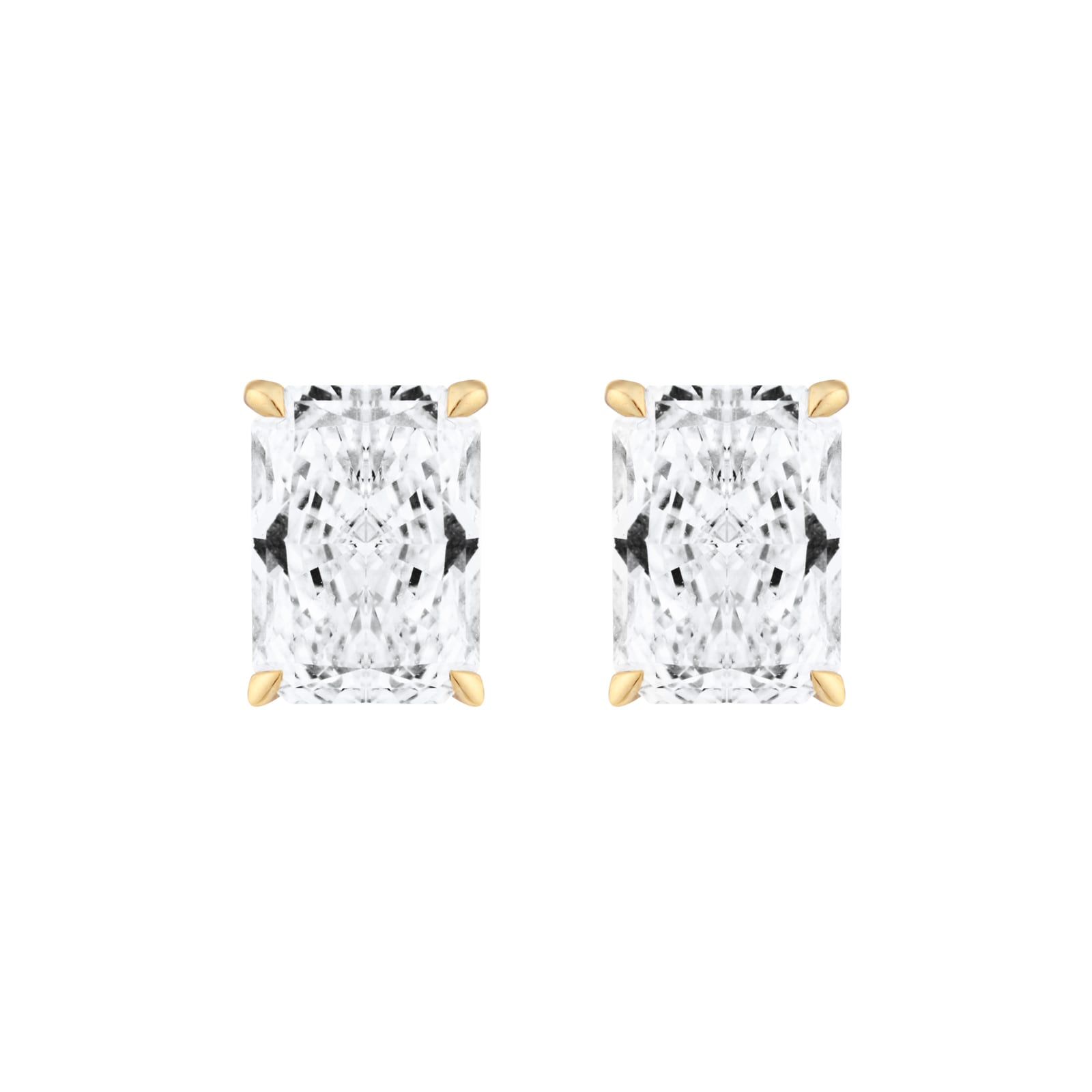 Goldsmiths 9ct Yellow Gold 2.00cttw Radiant Cut Lab Grown Diamond Solitaire Stud Earrings