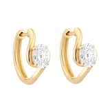 Goldsmiths 9ct Yellow Gold 1.00cttw Oval Cut Lab Grown Diamond Soitaire Fluid Hoop Earrings