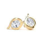 Goldsmiths 9ct Yellow Gold 1.50cttw Oval Cut Lab Grown Diamond Solitaire Fluid Stud Earrings