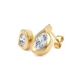 Goldsmiths 9ct Yellow Gold 1.50cttw Oval Cut Lab Grown Diamond Solitaire Fluid Stud Earrings