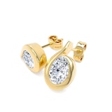 Goldsmiths 9ct Yellow Gold 1.50cttw Oval Cut Lab Grown Diamond Solitaire Fluid Stud Earrings