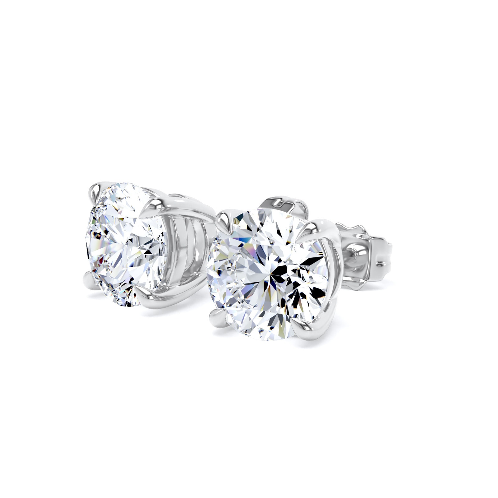 Goldsmiths 9ct White Gold 3.00cttw Brilliant Cut Lab Grown Diamond Solitaire Stud Earrings