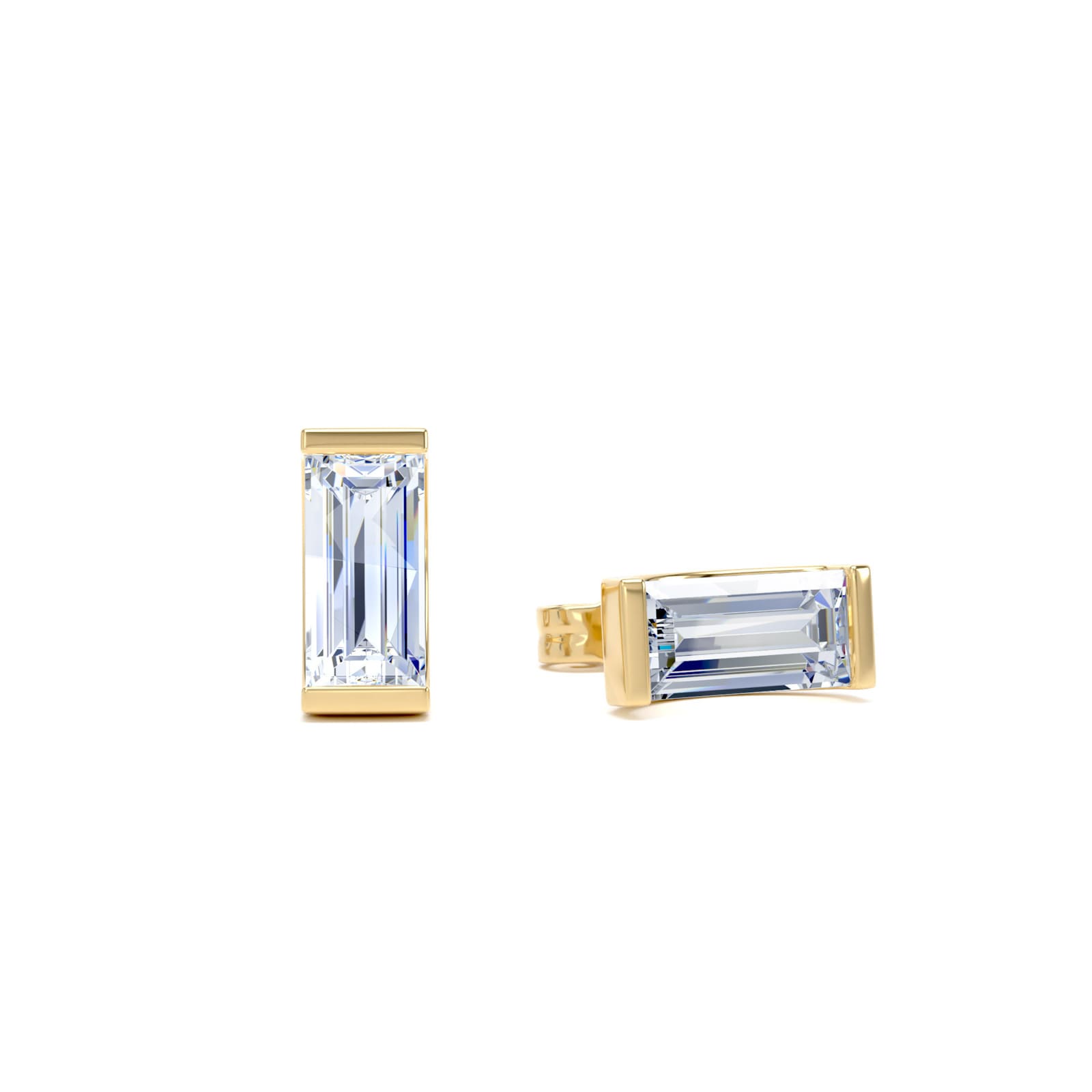 Goldsmiths 9ct Yellow Gold 1.50cttw Baguette Cut Lab Grown Diamond Stud Earrings Goldsmiths 9ct Yellow Gold 1.50cttw Baguette Cut Lab Grown Diamond Stud Earrings