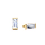 Goldsmiths 9ct Yellow Gold 1.50cttw Baguette Cut Lab Grown Diamond Stud Earrings