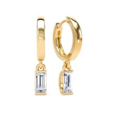 Goldsmiths 9ct Yellow Gold 1.00cttw Baguette Cut Lab Grown Diamond Huggie Drop Earrings