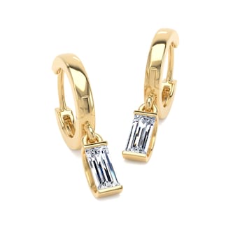 Goldsmiths 9ct Yellow Gold 1.00cttw Baguette Cut Lab Grown Diamond Huggie Drop Earrings Goldsmiths 9ct Yellow Gold 1.00cttw Baguette Cut Lab Grown Diamond Huggie Drop Earrings