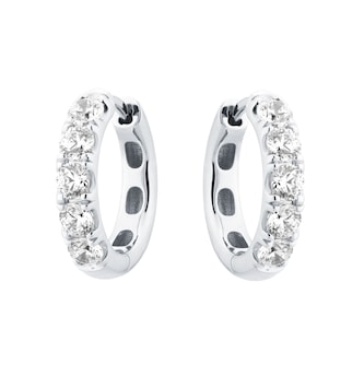 Goldsmiths 9ct White Gold 1.00cttw Brilliant Cut Lab Grown Diamond  5 Stone Hoop Earrings