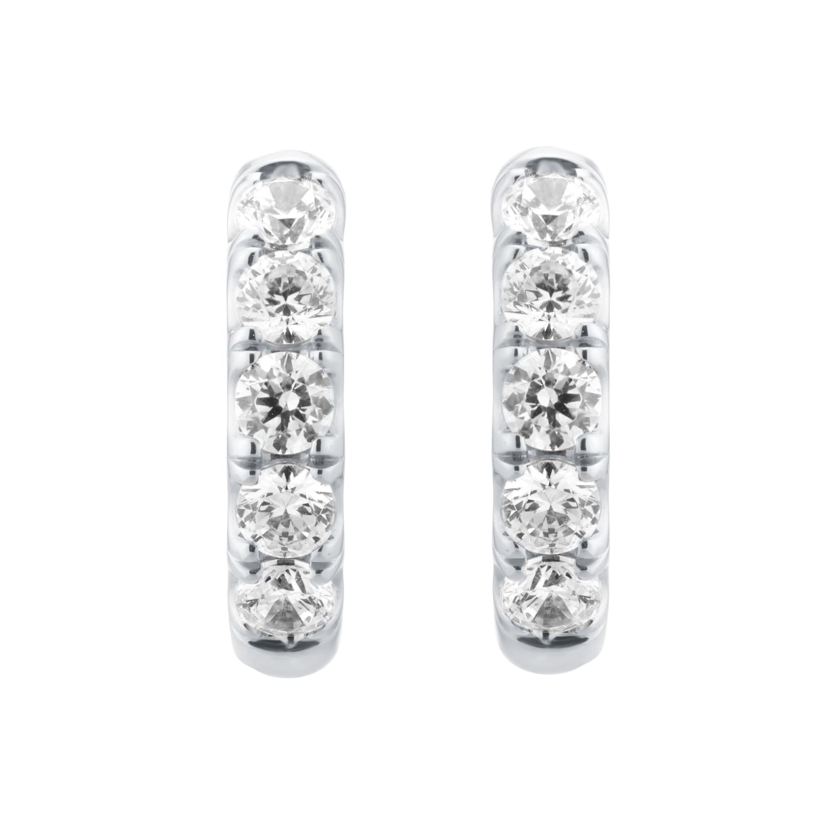 Goldsmiths 9ct White Gold 1.00cttw Brilliant Cut Lab Grown Diamond 5 Stone Hoop Earrings Goldsmiths 9ct White Gold 1.00cttw Brilliant Cut Lab Grown Diamond 5 Stone Hoop Earrings