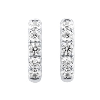 Goldsmiths 9ct White Gold 1.00cttw Brilliant Cut Lab Grown Diamond  5 Stone Hoop Earrings