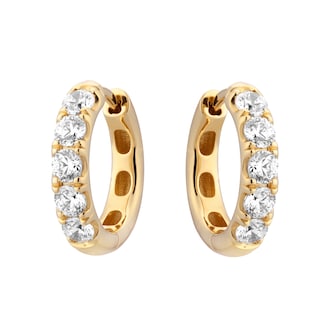 Goldsmiths 9ct Yellow Gold 1.00cttw Brilliant Cut Lab Grown Diamond  5 Stone Hoop Earrings