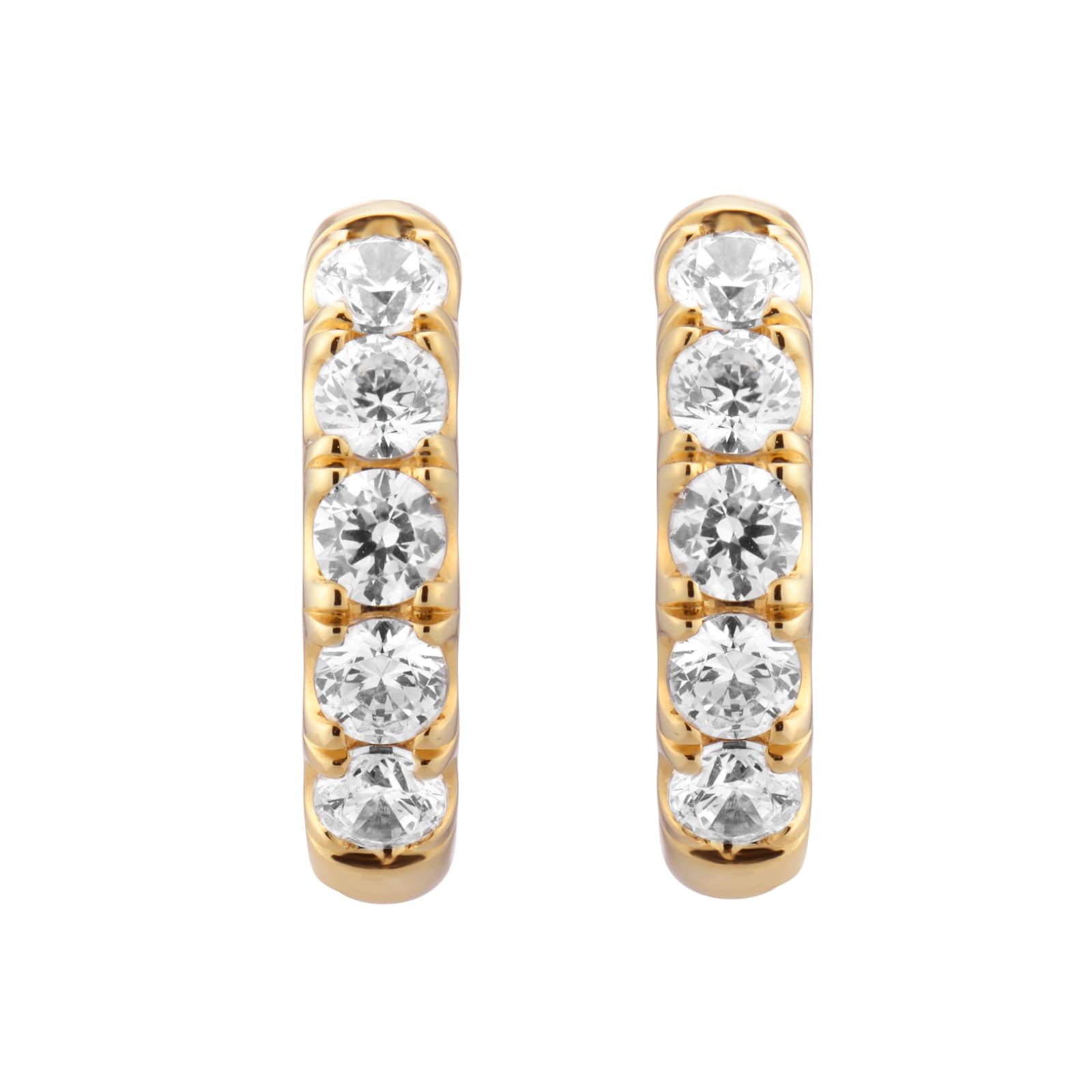 Goldsmiths 9ct Yellow Gold 1.00cttw Brilliant Cut Lab Grown Diamond 5 Stone Hoop Earrings Goldsmiths 9ct Yellow Gold 1.00cttw Brilliant Cut Lab Grown Diamond 5 Stone Hoop Earrings