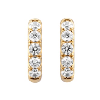 Goldsmiths 9ct Yellow Gold 1.00cttw Brilliant Cut Lab Grown Diamond  5 Stone Hoop Earrings