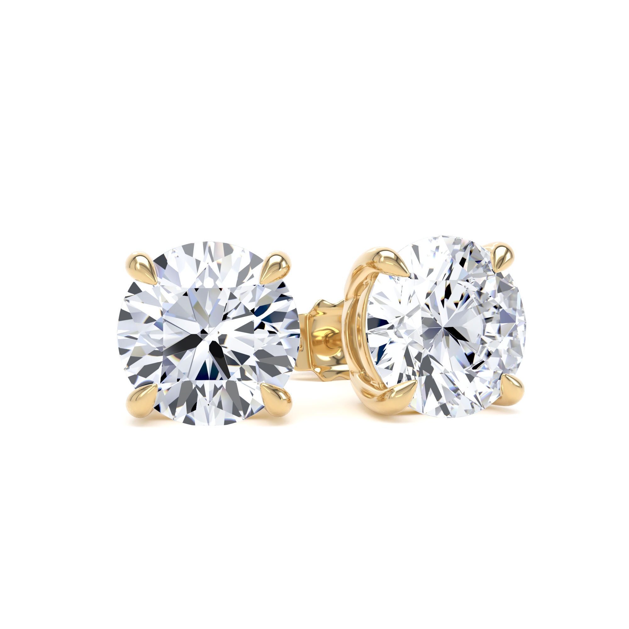 9ct Yellow Gold 4.00cttw Brilliant Cut Lab Grown Diamond Solitaire Stud Earrings