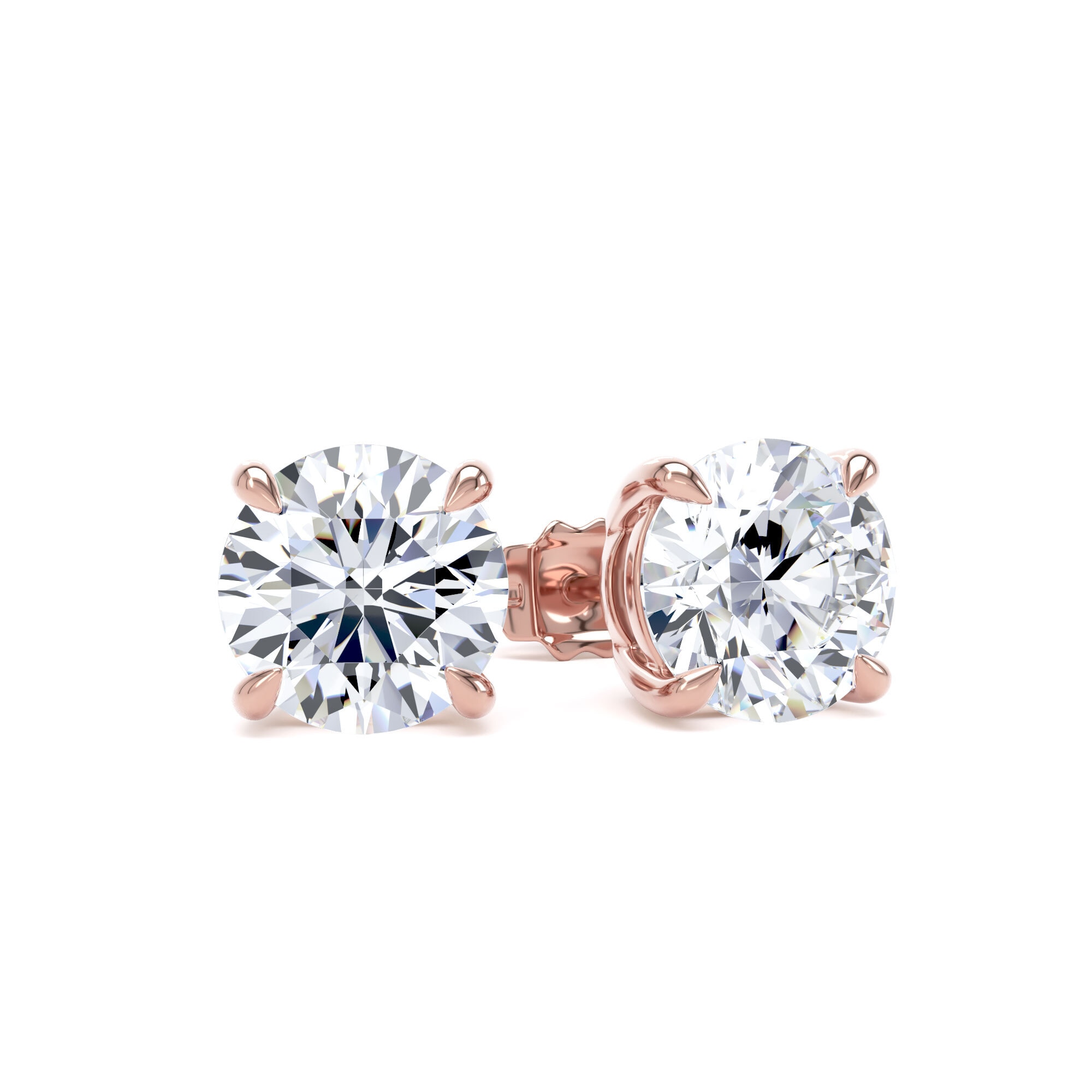 9ct Rose Gold 3.00cttw Brilliant Cut Lab Grown Diamond Solitaire Stud Earrings