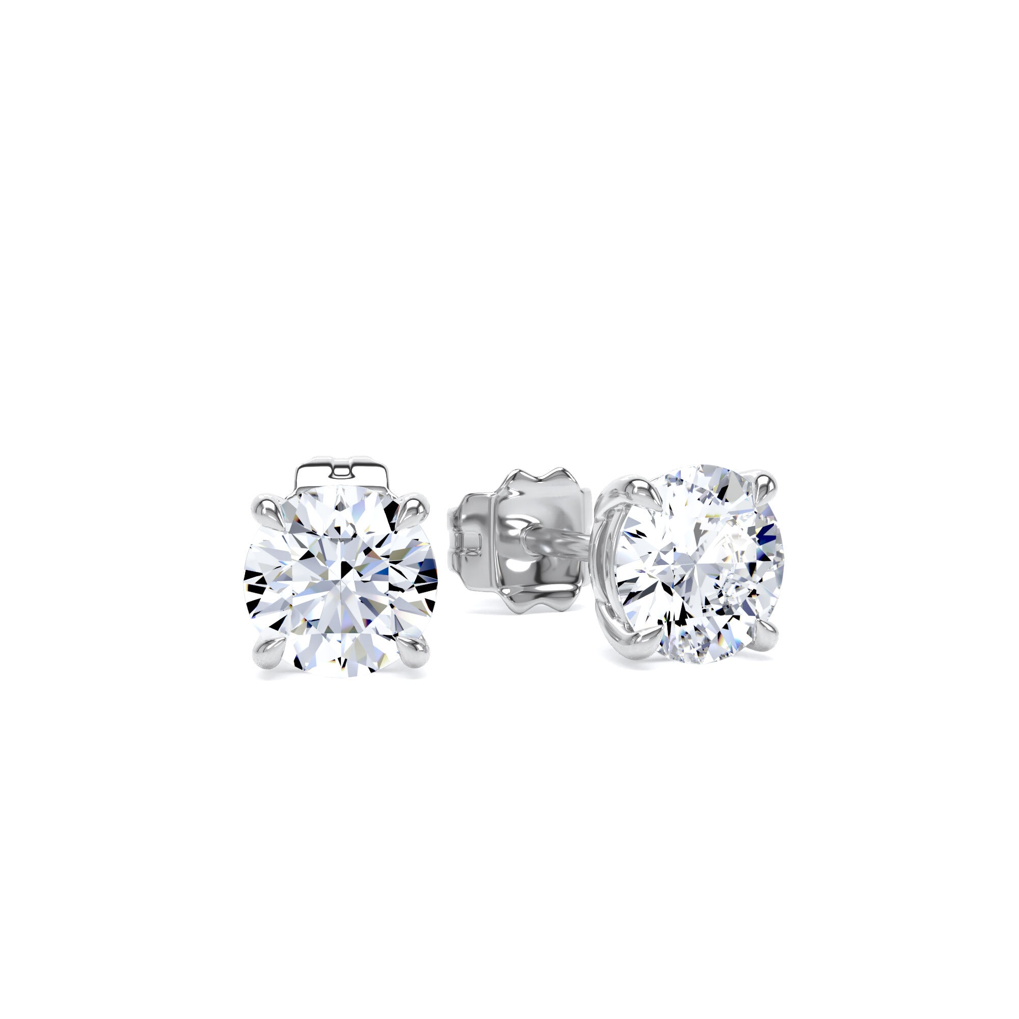 18ct White Gold 1.00cttw Brilliant Cut Lab Grown Diamond Solitaire Stud Earrings