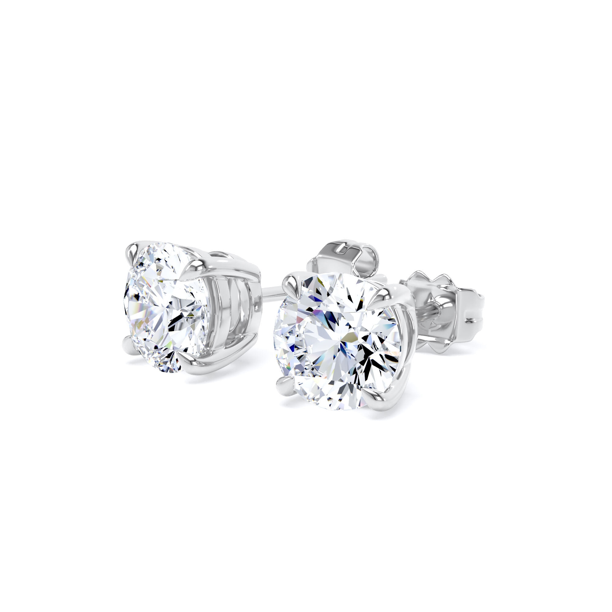 Goldsmiths 18ct White Gold 2.00cttw Brilliant Cut Lab Grown Diamond Solitaire Stud Earrings Goldsmiths 18ct White Gold 2.00cttw Brilliant Cut Lab Grown Diamond Solitaire Stud Earrings