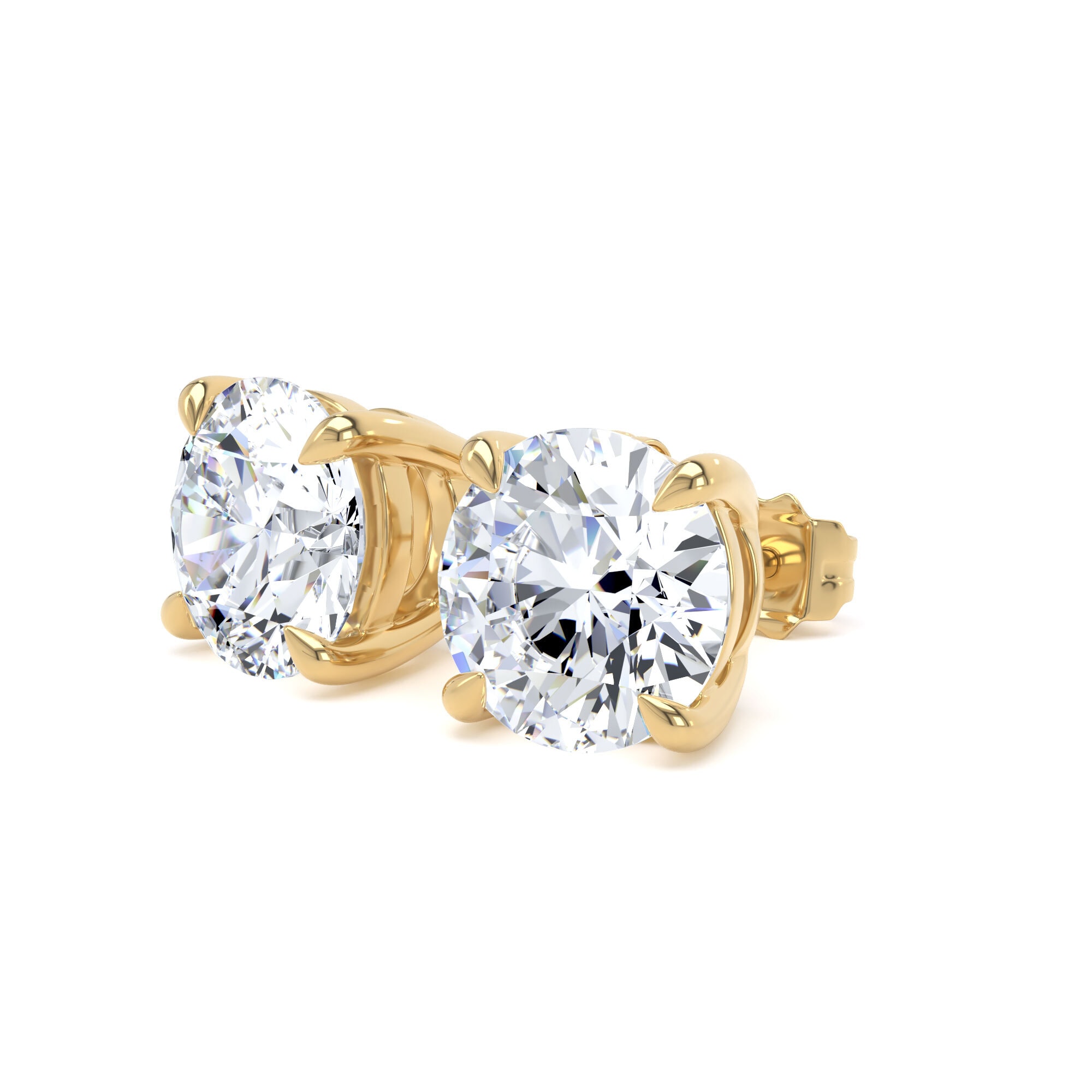 Goldsmiths 18ct Yellow Gold 4.00cttw Brilliant Cut Lab Grown Diamond Solitaire Stud Earrings Goldsmiths 18ct Yellow Gold 4.00cttw Brilliant Cut Lab Grown Diamond Solitaire Stud Earrings