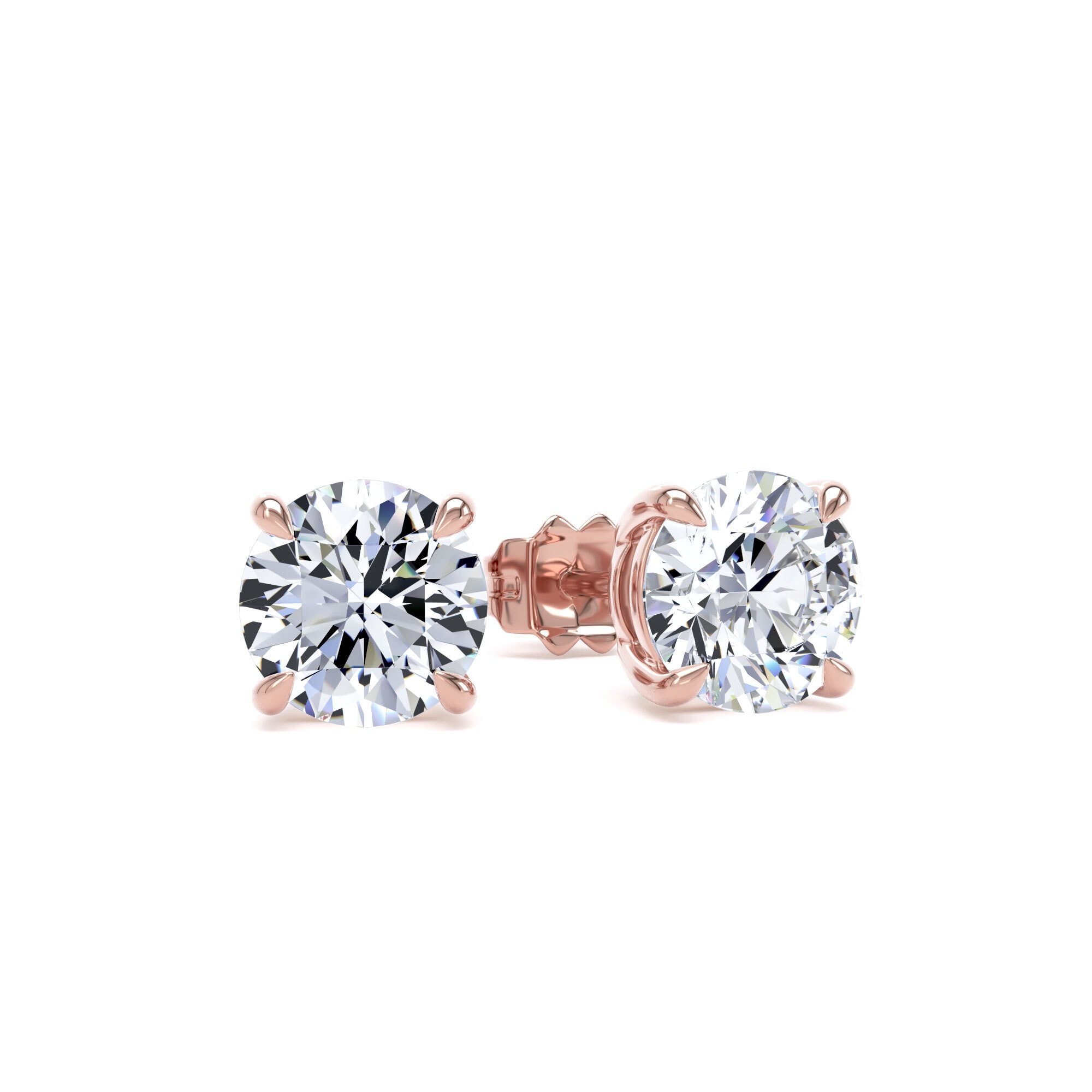 18ct Rose Gold 2.00cttw Brilliant Cut Lab Grown Diamond Solitaire Stud Earrings