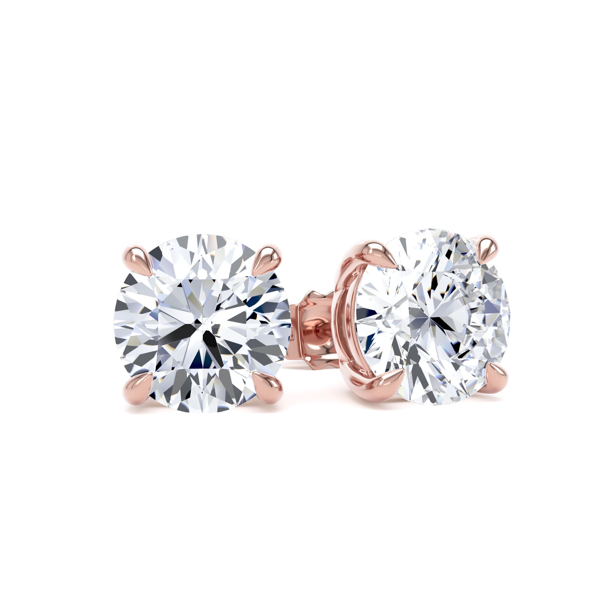 18ct Rose Gold 4.00cttw Brilliant Cut Lab Grown Diamond Solitaire Stud Earrings