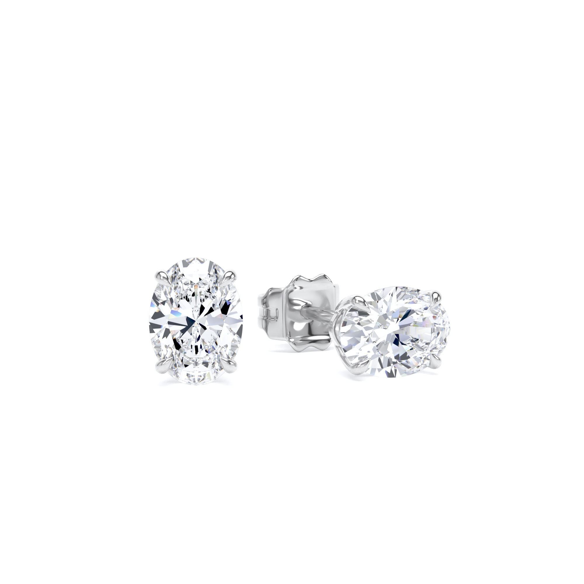 9ct White Gold 1.00cttw Oval Cut Lab Grown Diamond Solitaire Stud Earrings