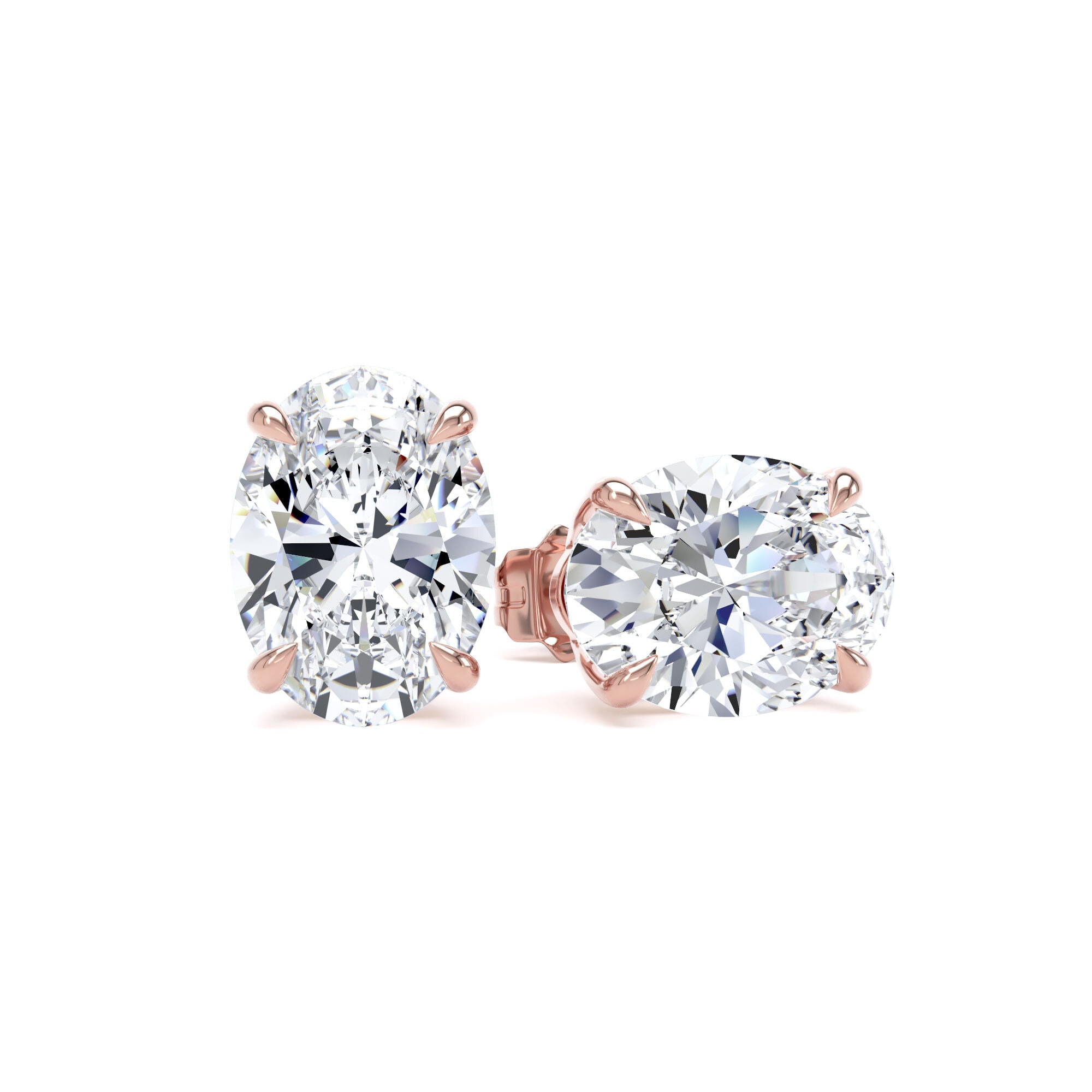 9ct Rose Gold 4.00cttw Oval Cut Lab Grown Diamond Solitaire Stud Earrings