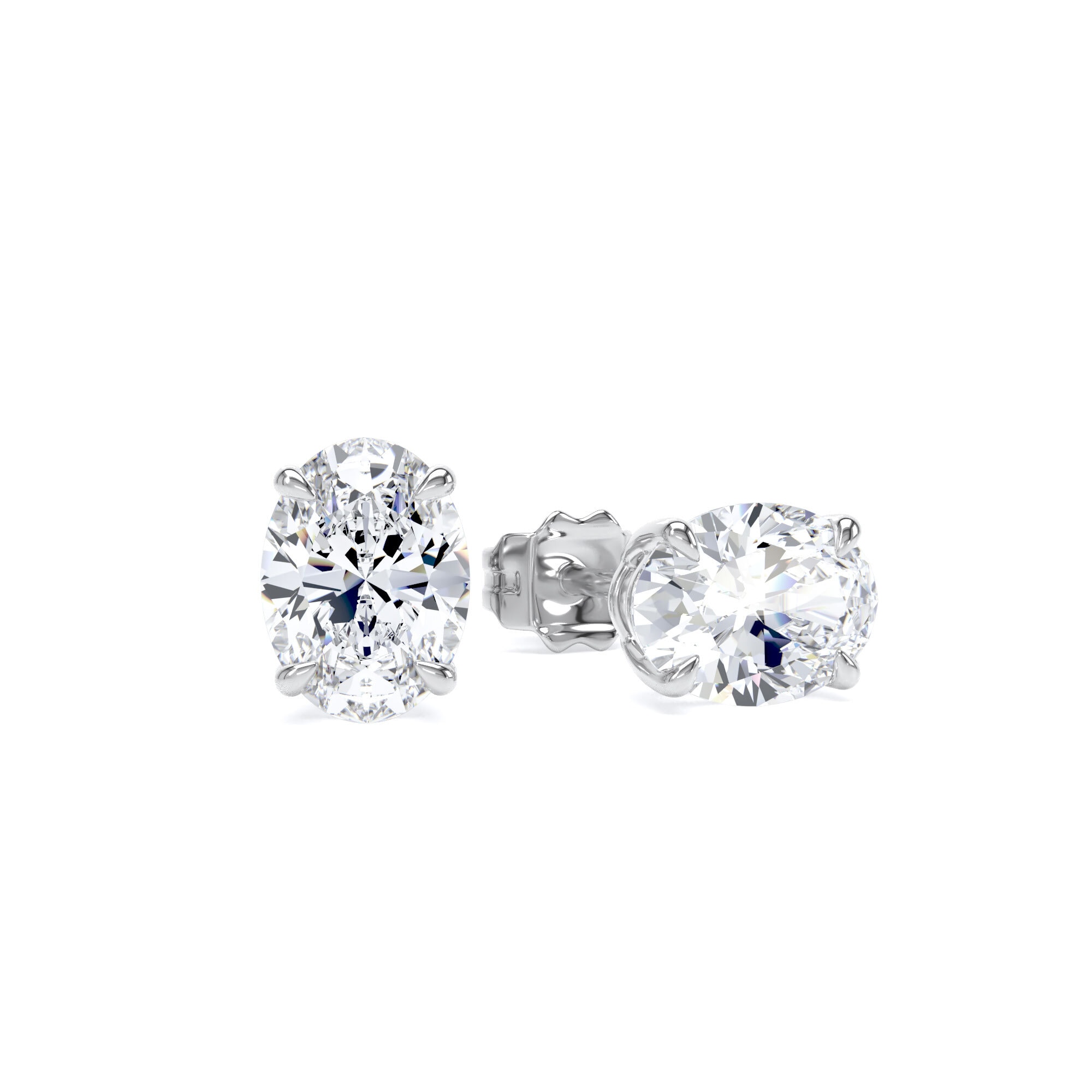 18ct White Gold 1.50cttw Oval Cut Lab Grown Diamond Solitaire Stud Earrings