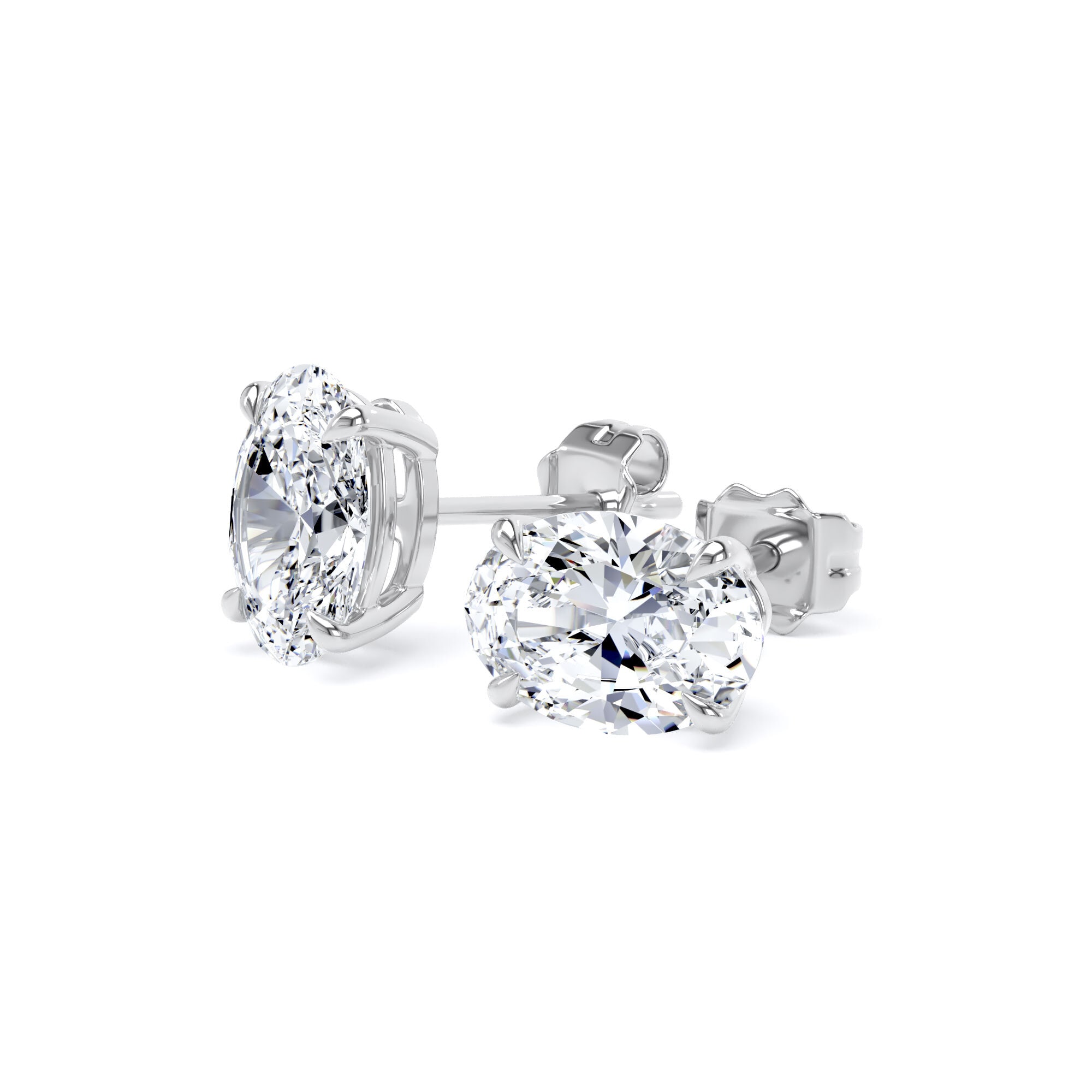 Goldsmiths 18ct White Gold 2.00cttw Oval Cut Lab Grown Diamond Solitaire Stud Earrings