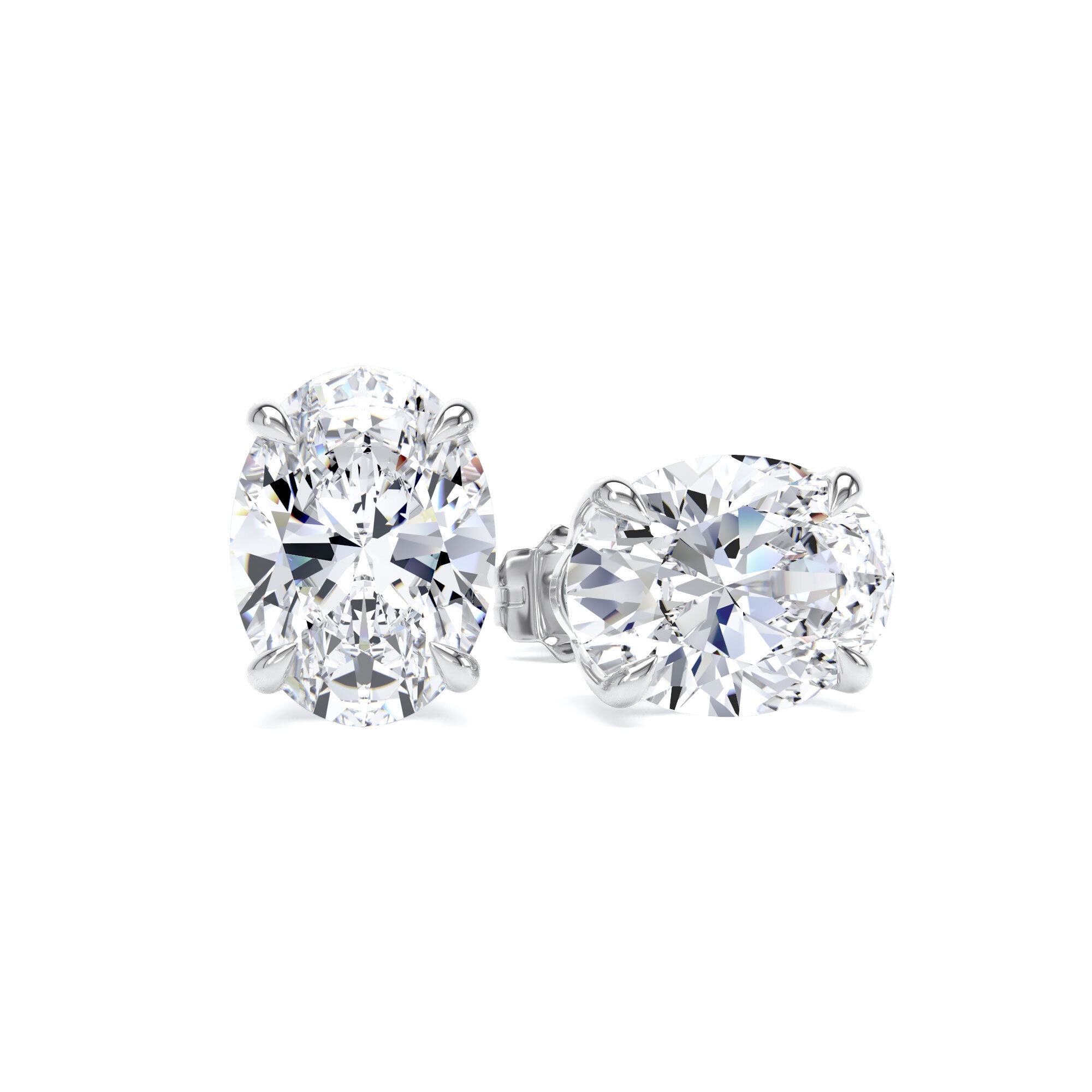 Goldsmiths 18ct White Gold 4.00cttw Oval Cut Lab Grown Diamond Solitaire Stud Earrings Goldsmiths 18ct White Gold 4.00cttw Oval Cut Lab Grown Diamond Solitaire Stud Earrings