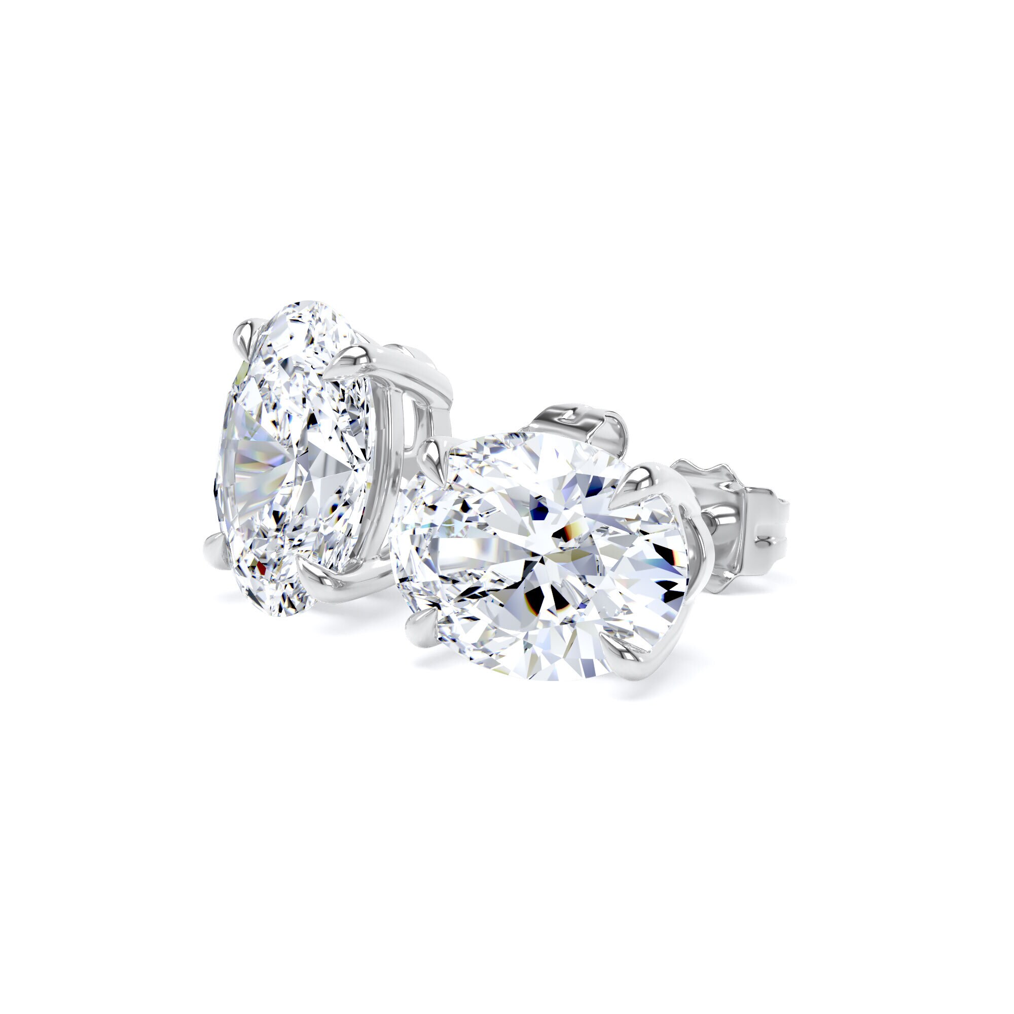 Goldsmiths 18ct White Gold 4.00cttw Oval Cut Lab Grown Diamond Solitaire Stud Earrings Goldsmiths 18ct White Gold 4.00cttw Oval Cut Lab Grown Diamond Solitaire Stud Earrings