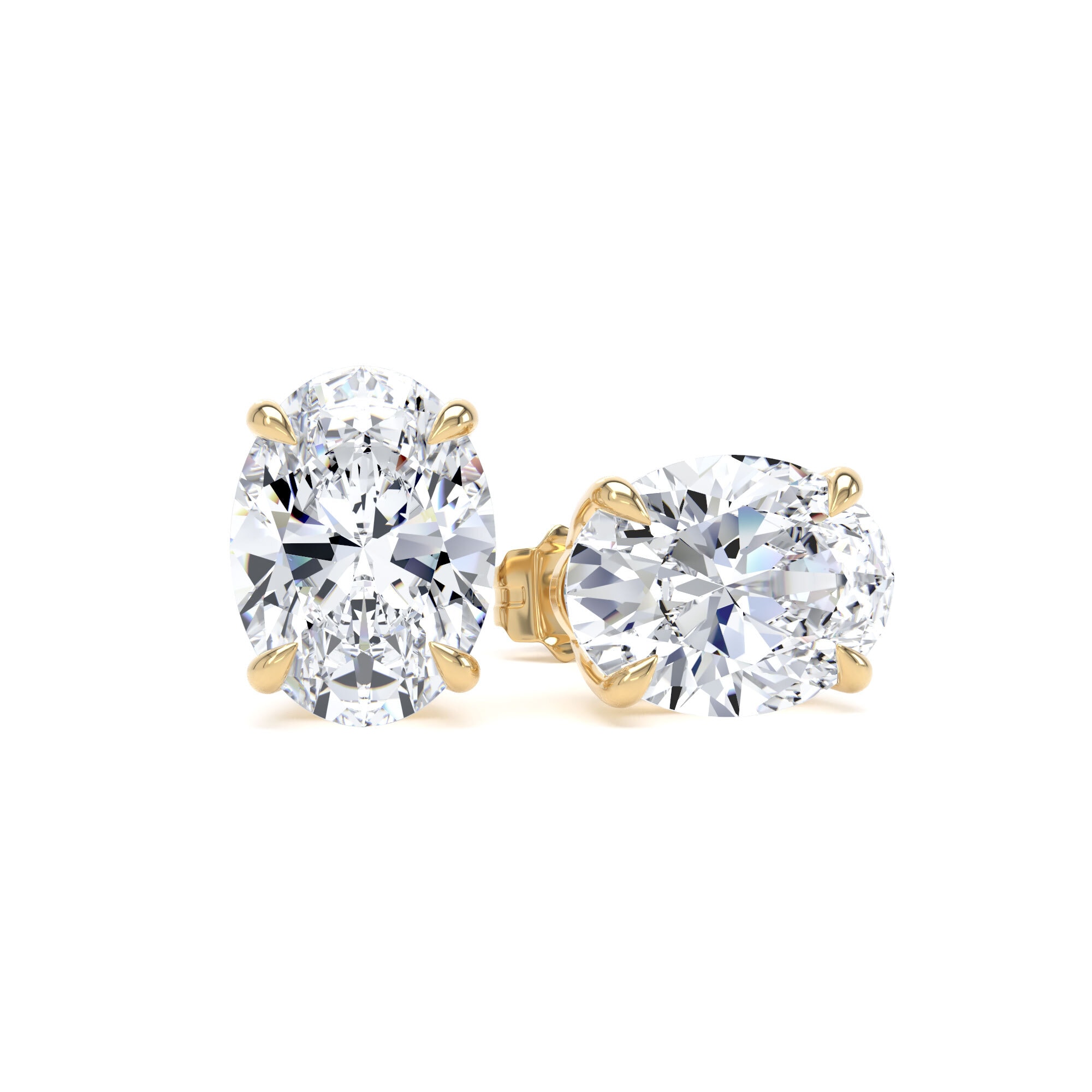 18ct Yellow Gold 4.00cttw Oval Cut Lab Grown Diamond Solitaire Stud Earrings