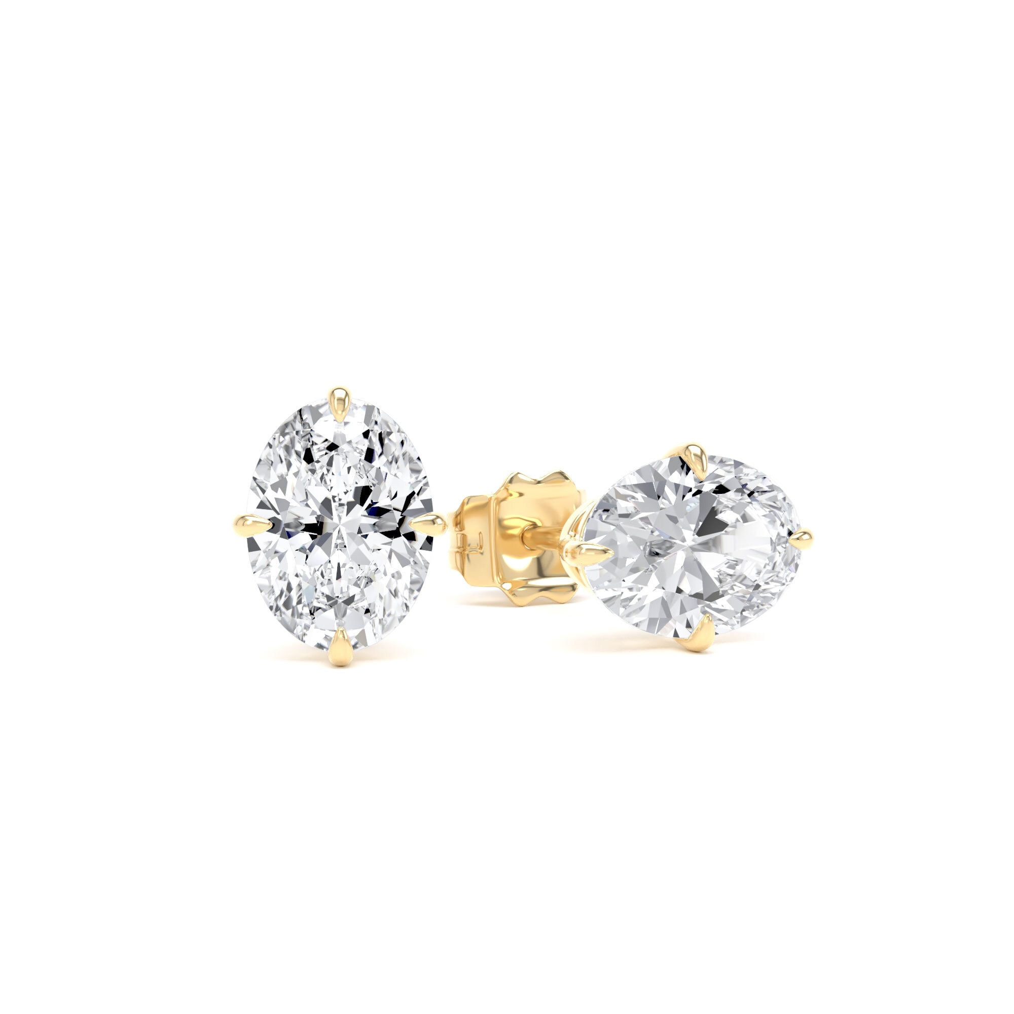 18ct Yellow Gold Compass Set 1.50cttw Oval Cut Lab Grown Diamond Solitaire Stud Earrings