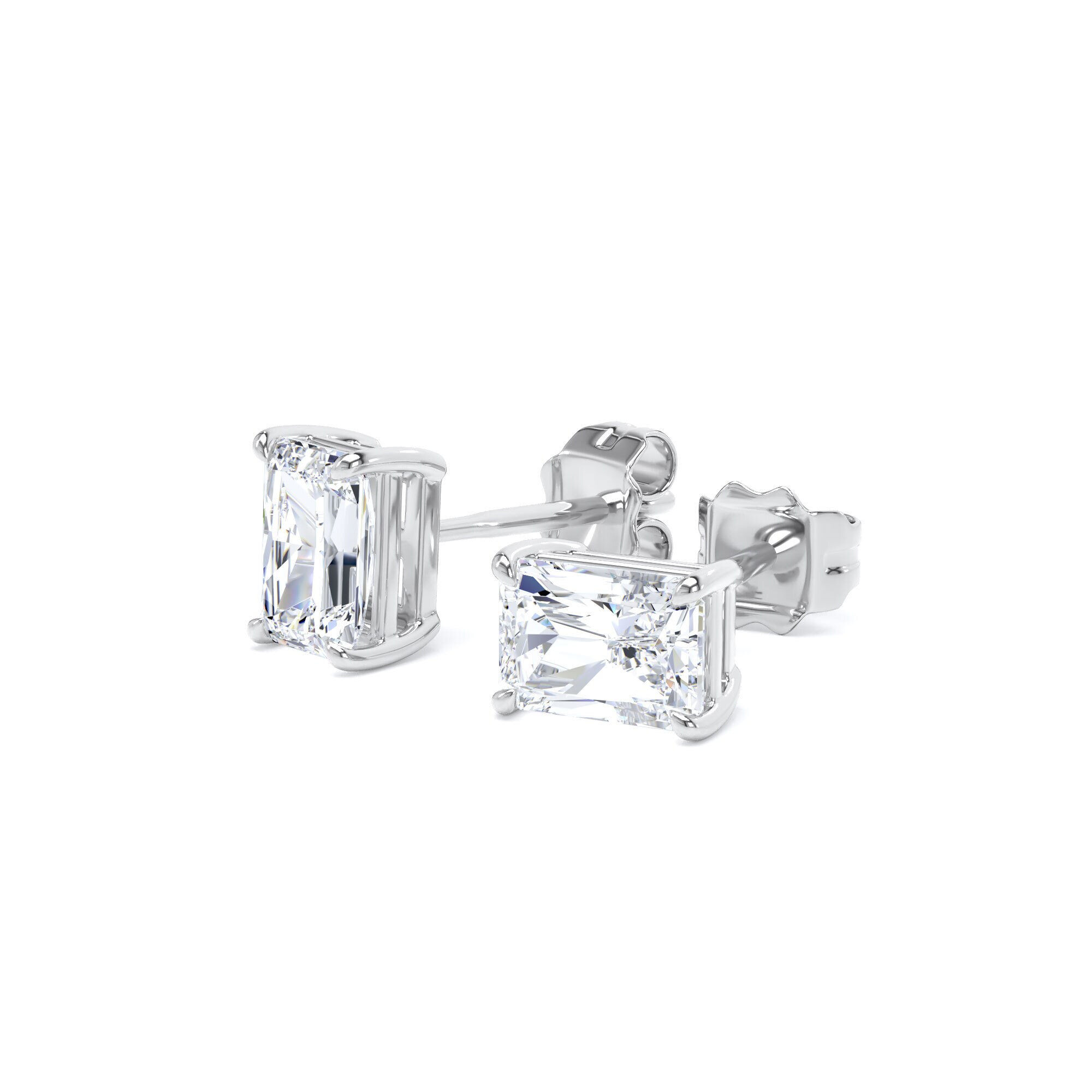 Goldsmiths 9ct White Gold 1.00cttw Radiant Cut Lab Grown Diamond Solitaire Stud Earrings Goldsmiths 9ct White Gold 1.00cttw Radiant Cut Lab Grown Diamond Solitaire Stud Earrings