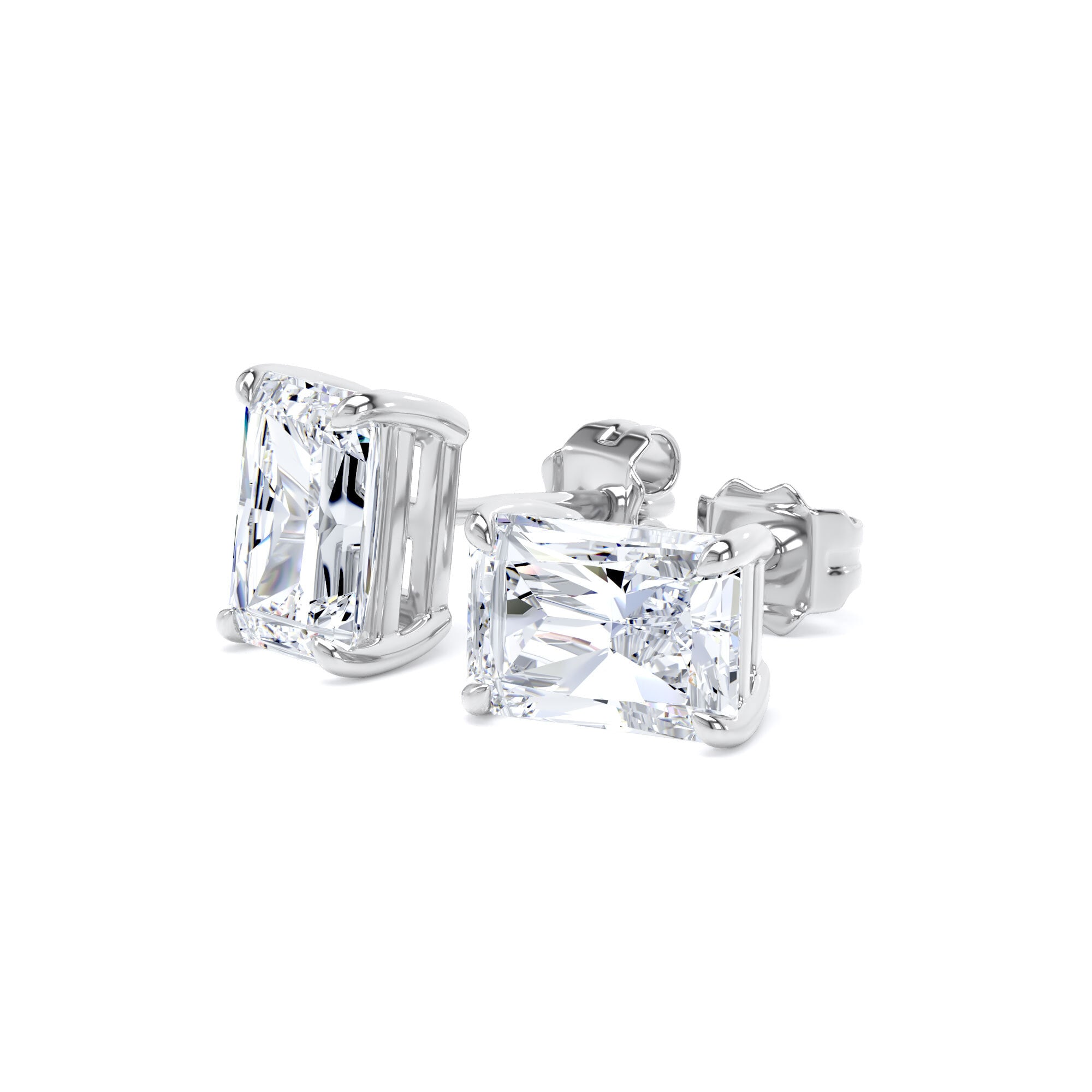 Goldsmiths 9ct White Gold 3.00cttw Radiant Cut Lab Grown Diamond Solitaire Stud Earrings Goldsmiths 9ct White Gold 3.00cttw Radiant Cut Lab Grown Diamond Solitaire Stud Earrings