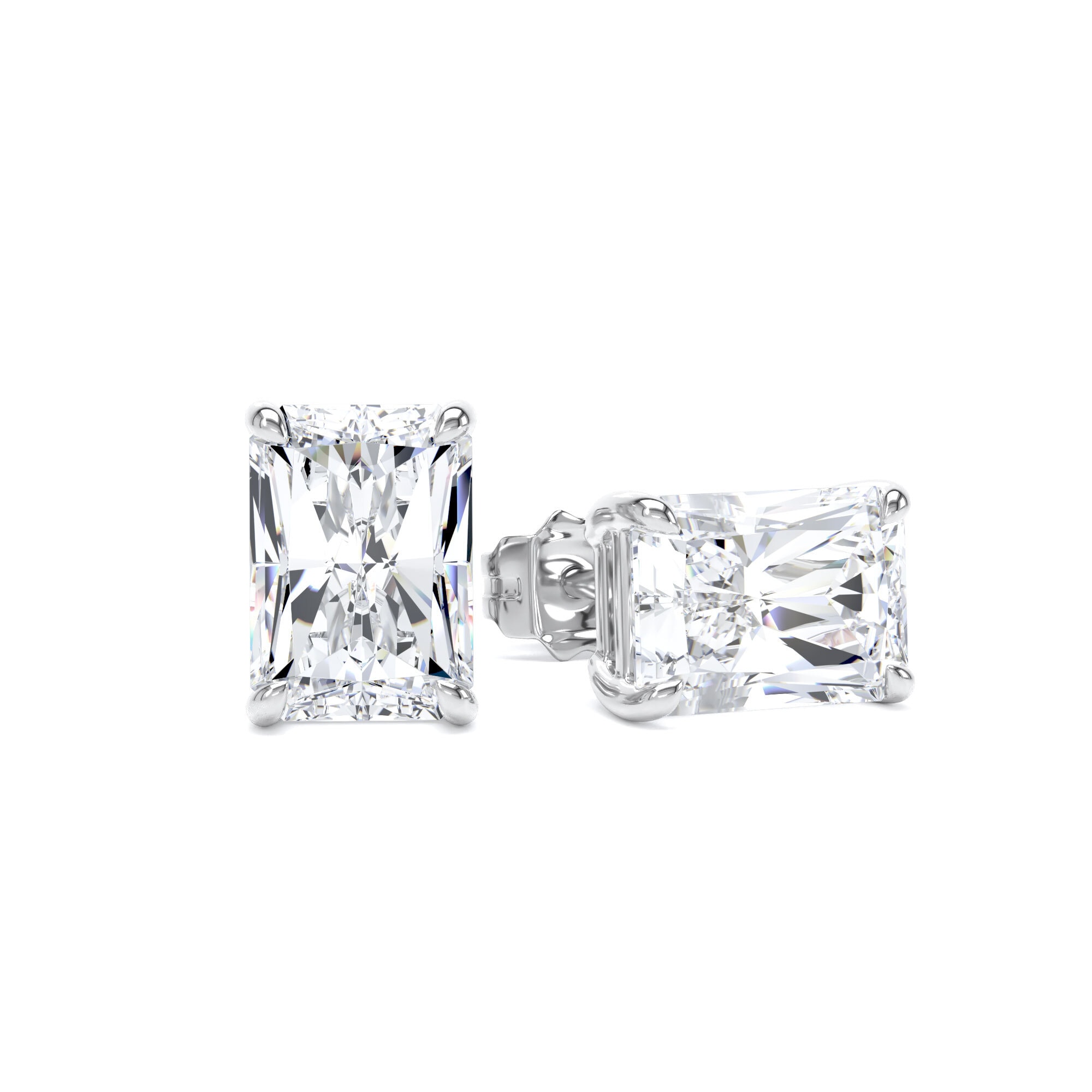 9ct White Gold 4.00cttw Radiant Cut Lab Grown Diamond Solitaire Stud Earrings