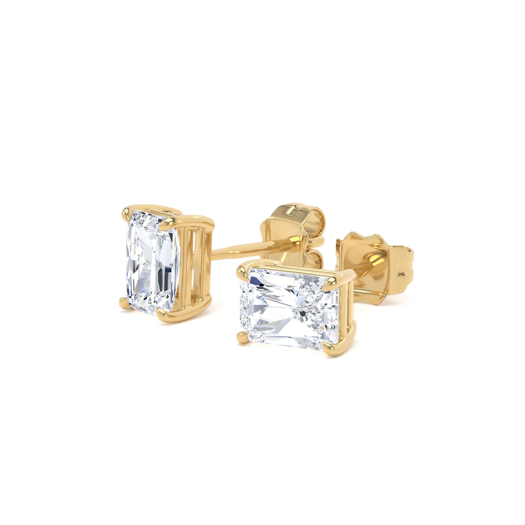 Goldsmiths 9ct Yellow Gold 1.00cttw Radiant Cut Lab Grown Diamond Solitaire Stud Earrings Goldsmiths 9ct Yellow Gold 1.00cttw Radiant Cut Lab Grown Diamond Solitaire Stud Earrings