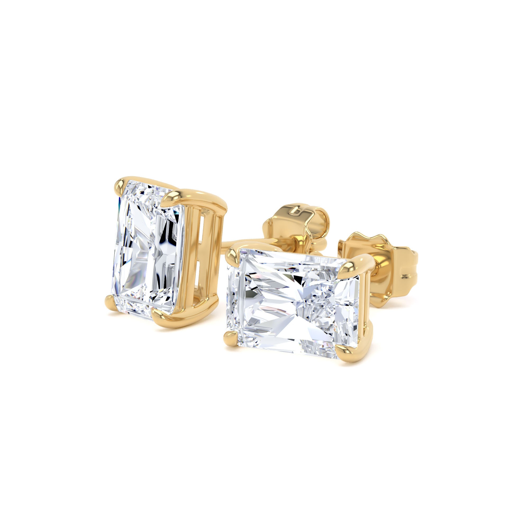 Goldsmiths 9ct Yellow Gold 3.00cttw Radiant Cut Lab Grown Diamond Solitaire Stud Earrings Goldsmiths 9ct Yellow Gold 3.00cttw Radiant Cut Lab Grown Diamond Solitaire Stud Earrings
