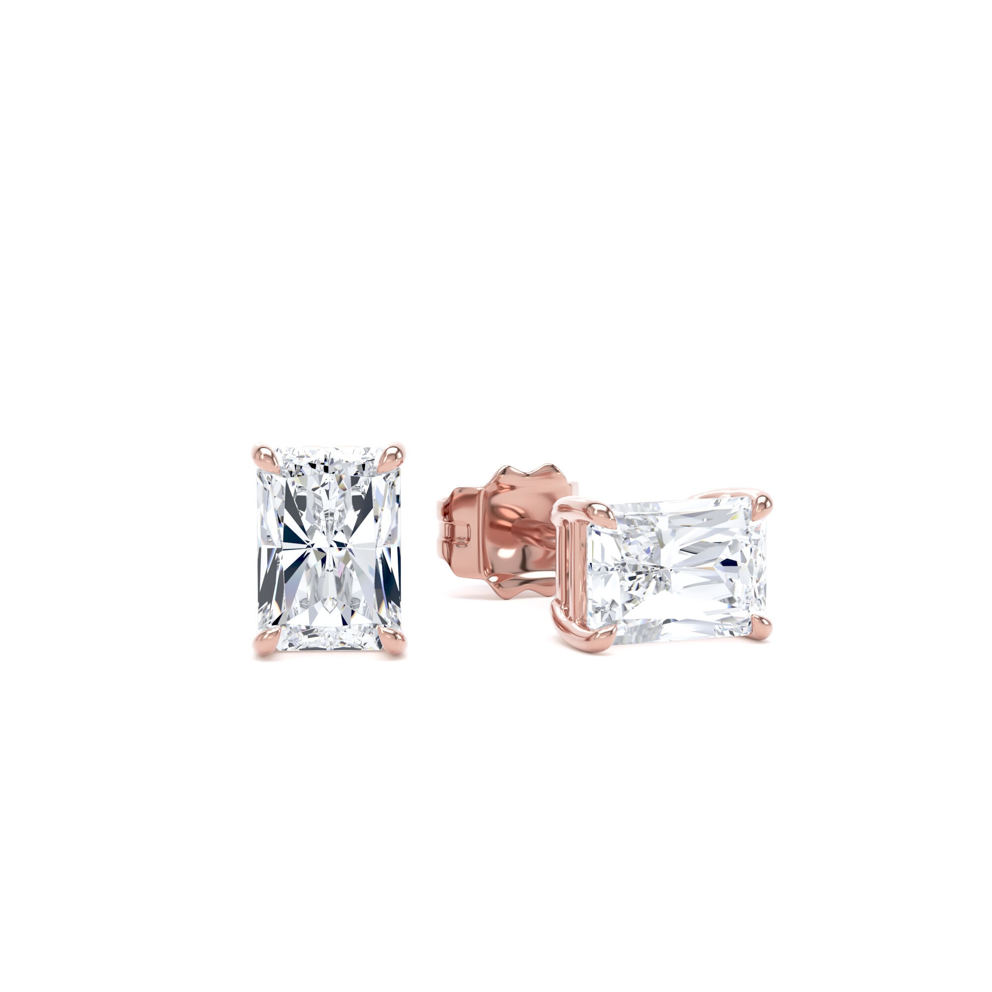 9ct Rose Gold 1.00cttw Radiant Cut Lab Grown Diamond Solitaire Stud Earrings