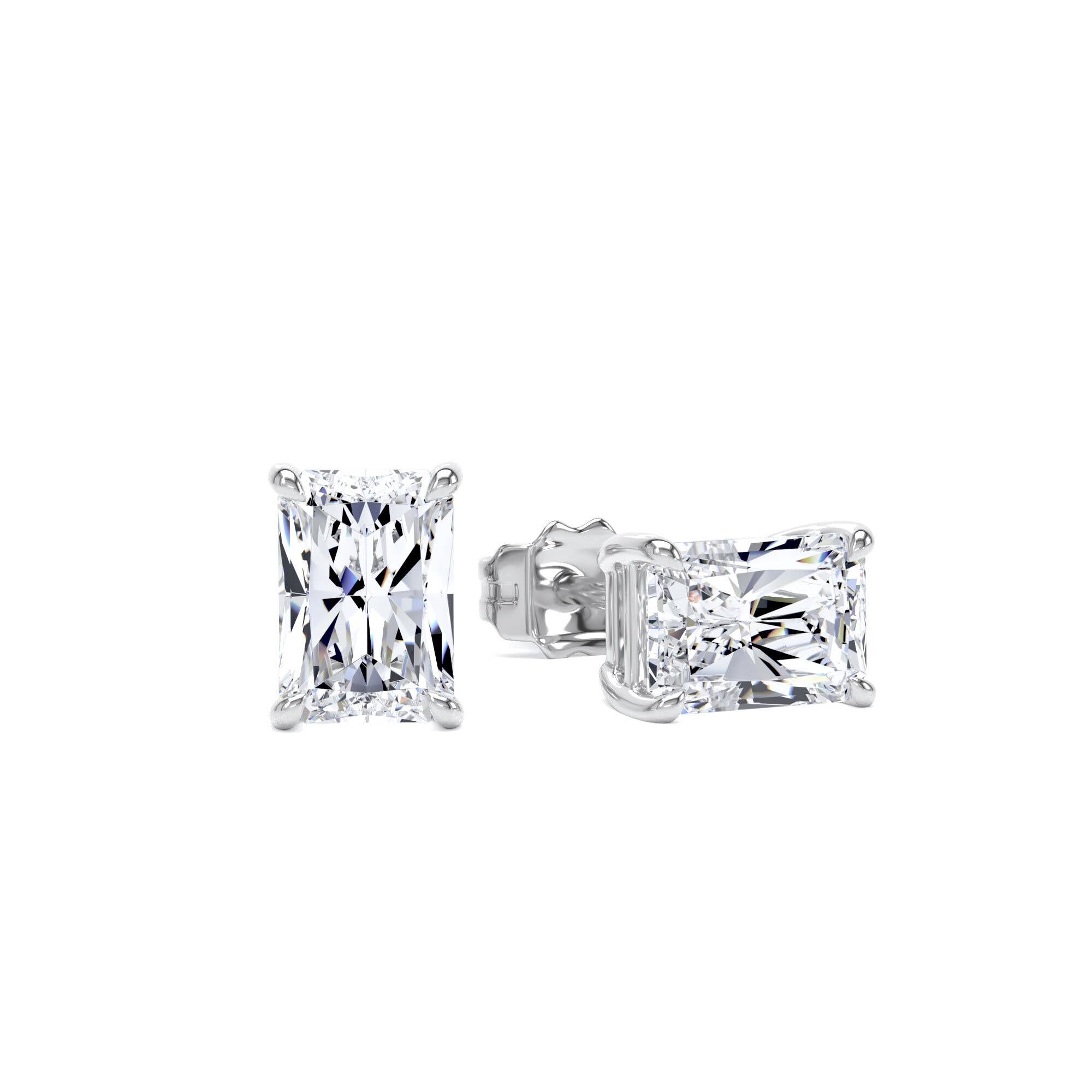 18ct White Gold 1.50cttw Radiant Cut Lab Grown Diamond Solitaire Stud Earrings