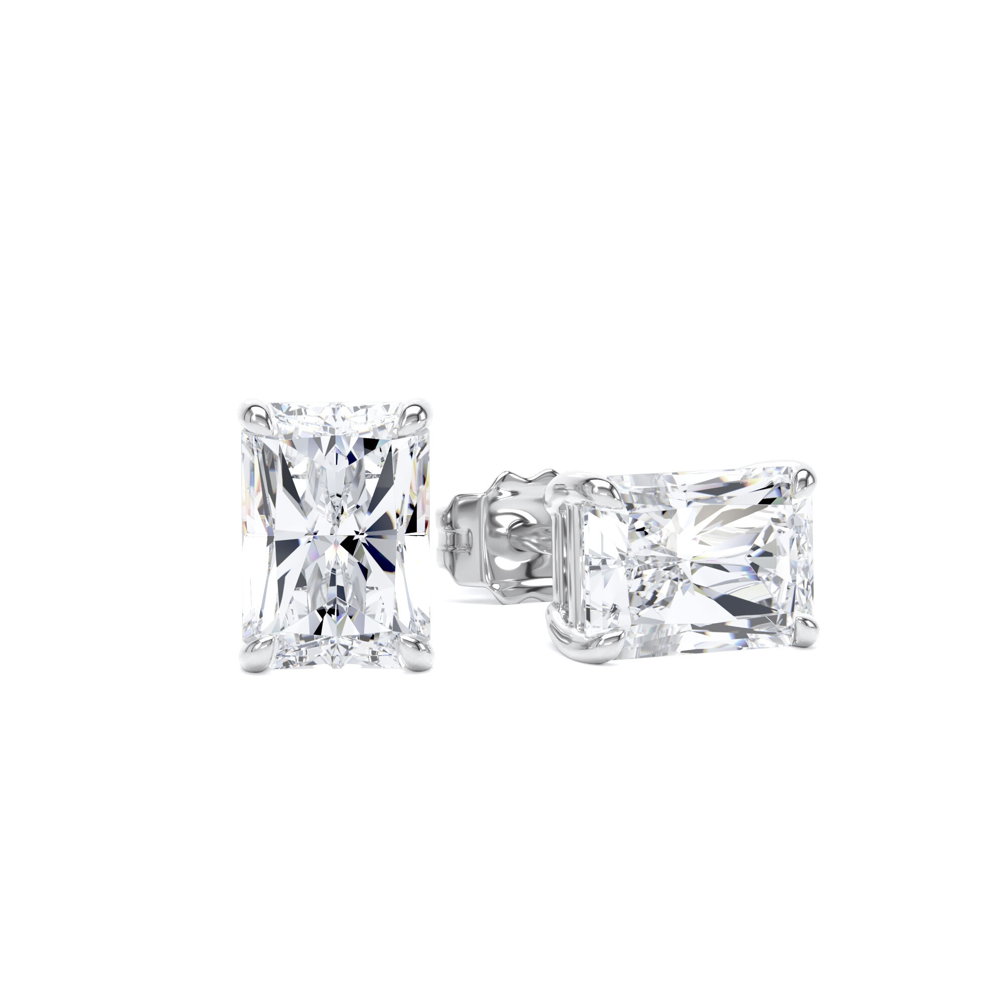 18ct White Gold 2.00cttw Radiant Cut Lab Grown Diamond Solitaire Stud Earrings