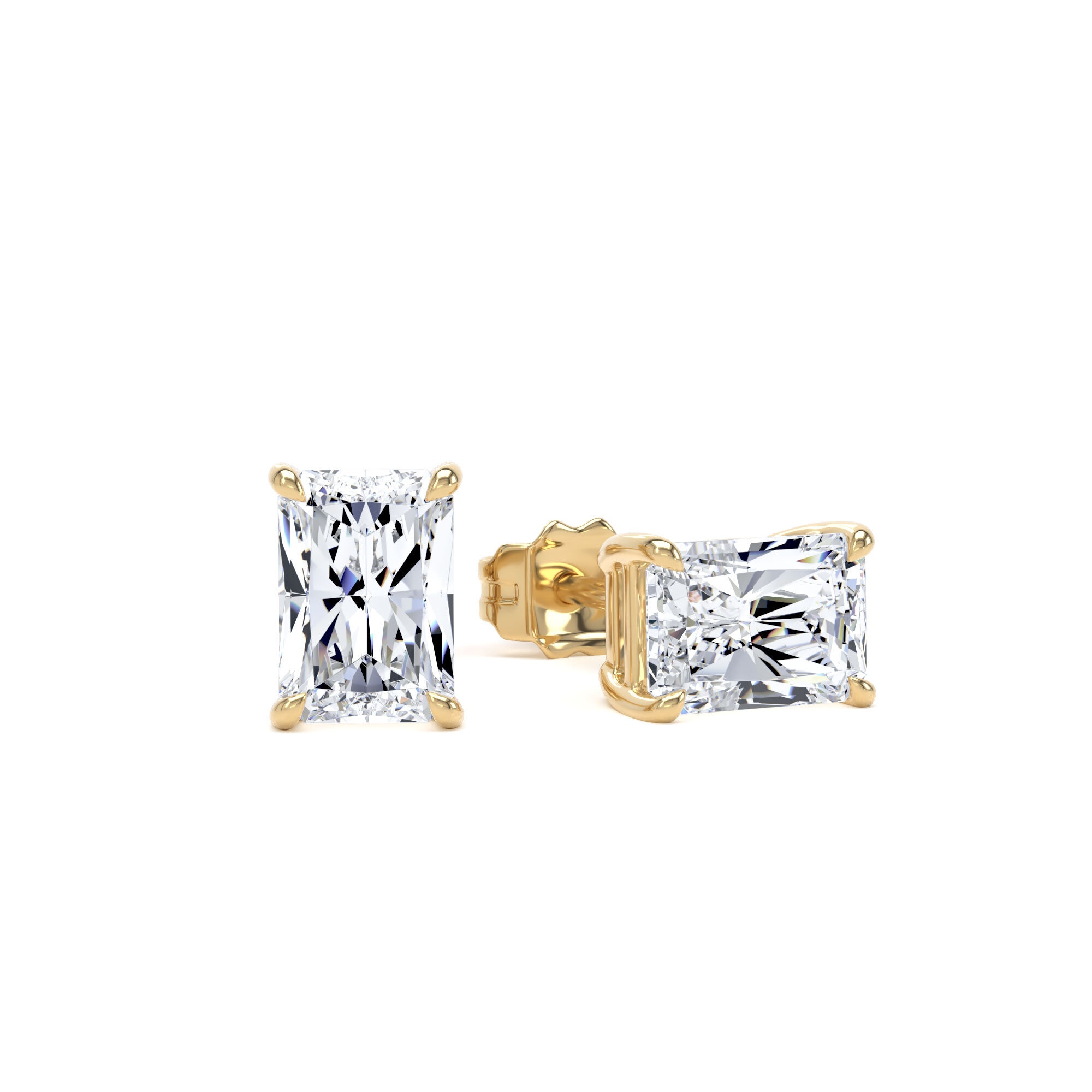 18ct Yellow Gold 1.50cttw Radiant Cut Lab Grown Diamond Solitaire Stud Earrings