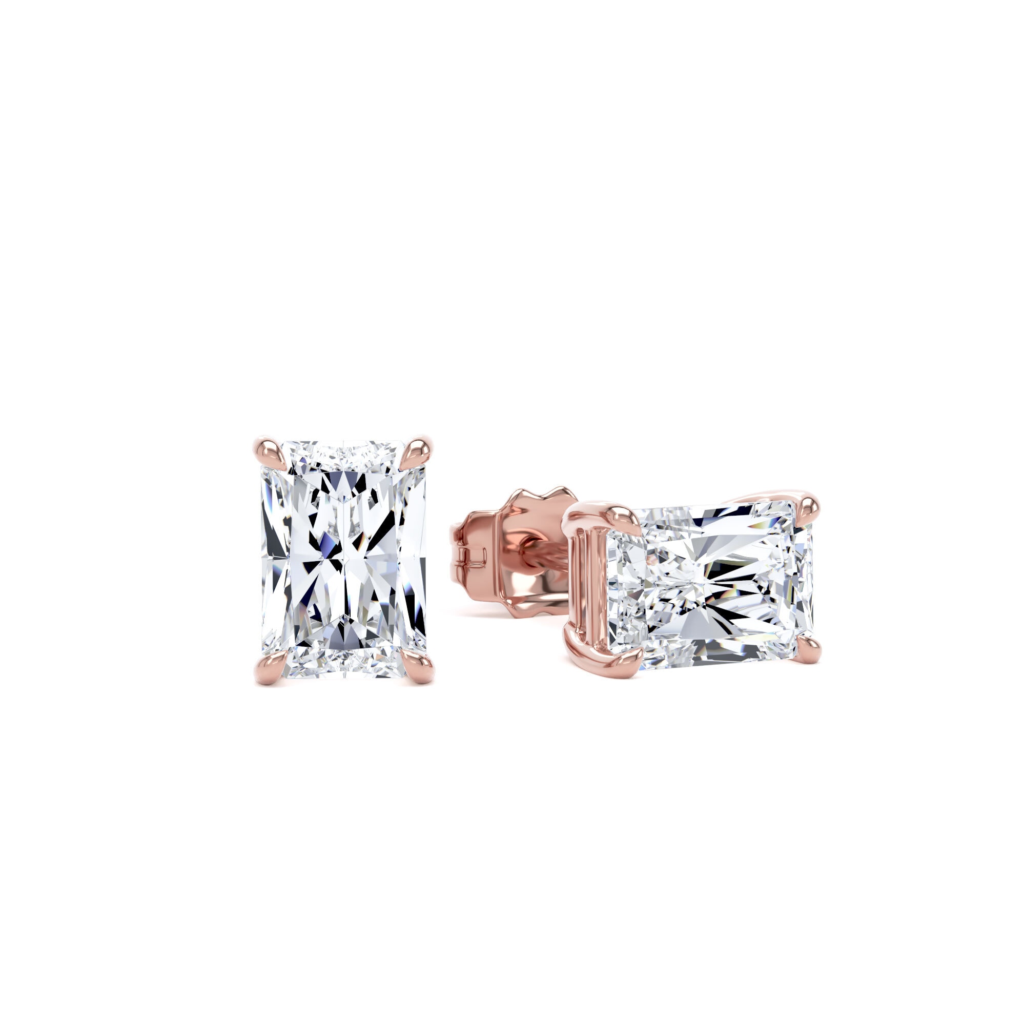 18ct Rose Gold 1.50cttw Radiant Cut Lab Grown Diamond Solitaire Stud Earrings