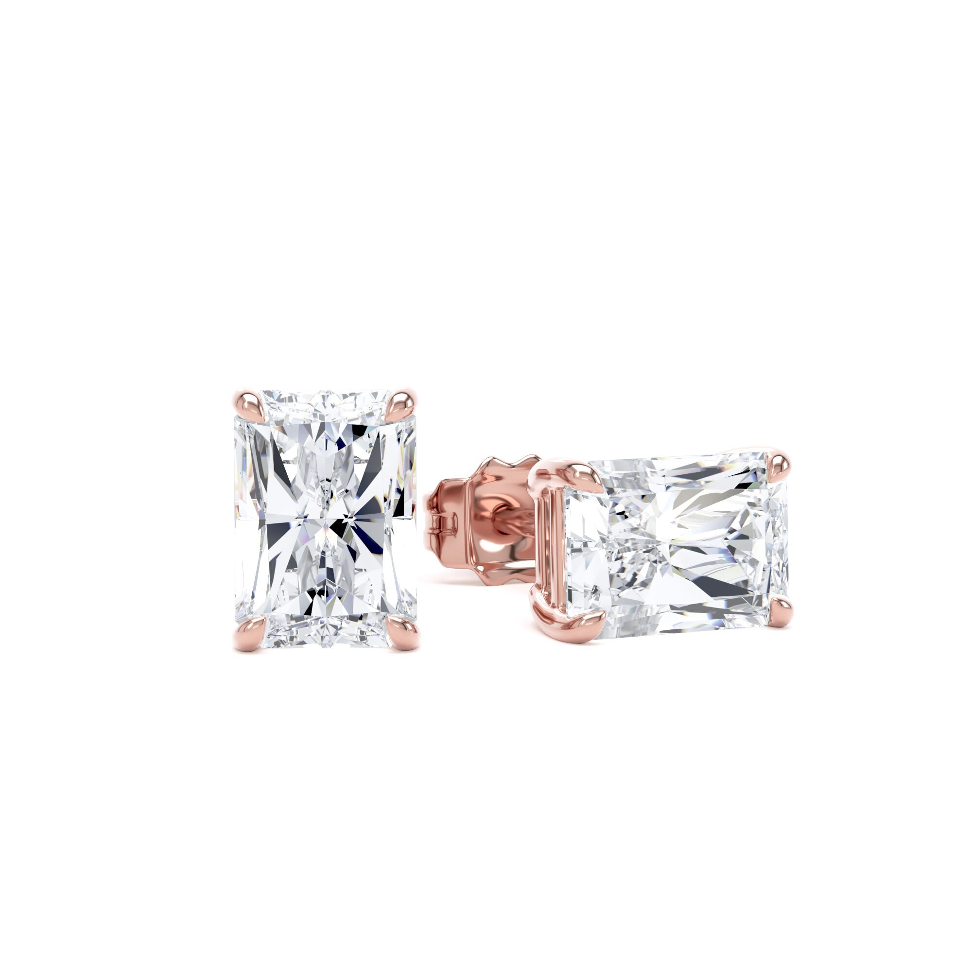 18ct Rose Gold 2.00cttw Radiant Cut Lab Grown Diamond Solitaire Stud Earrings