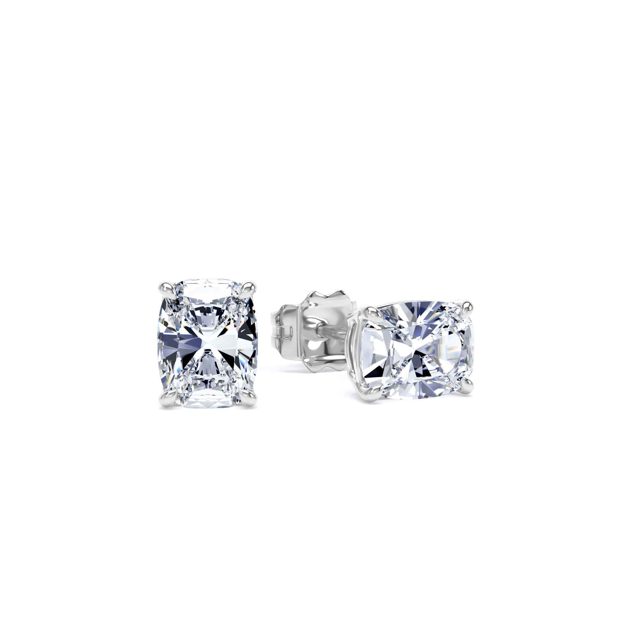 9ct White Gold 1.50cttw Elongated Cushion Cut Lab Grown Diamond Solitaire Stud Earrings