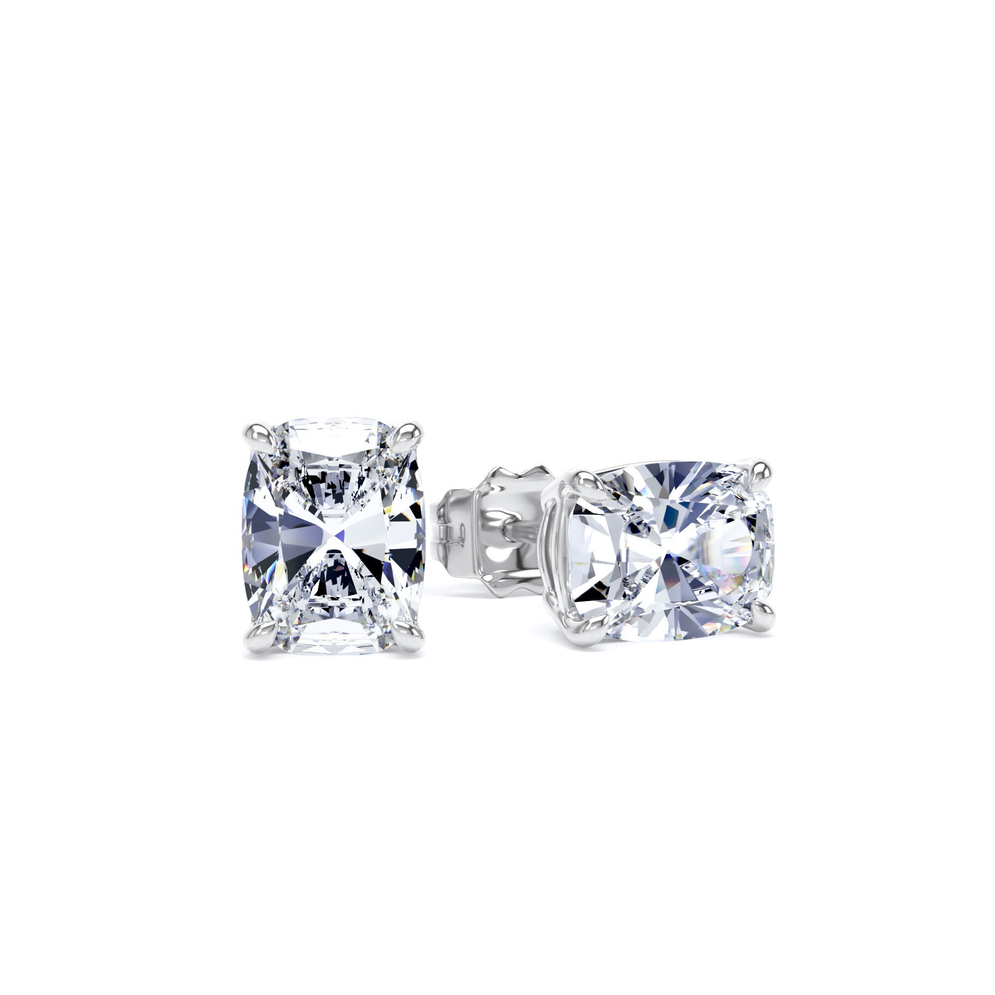 9ct White Gold 2.00cttw Elongated Cushion Cut Lab Grown Diamond Solitaire Stud Earrings