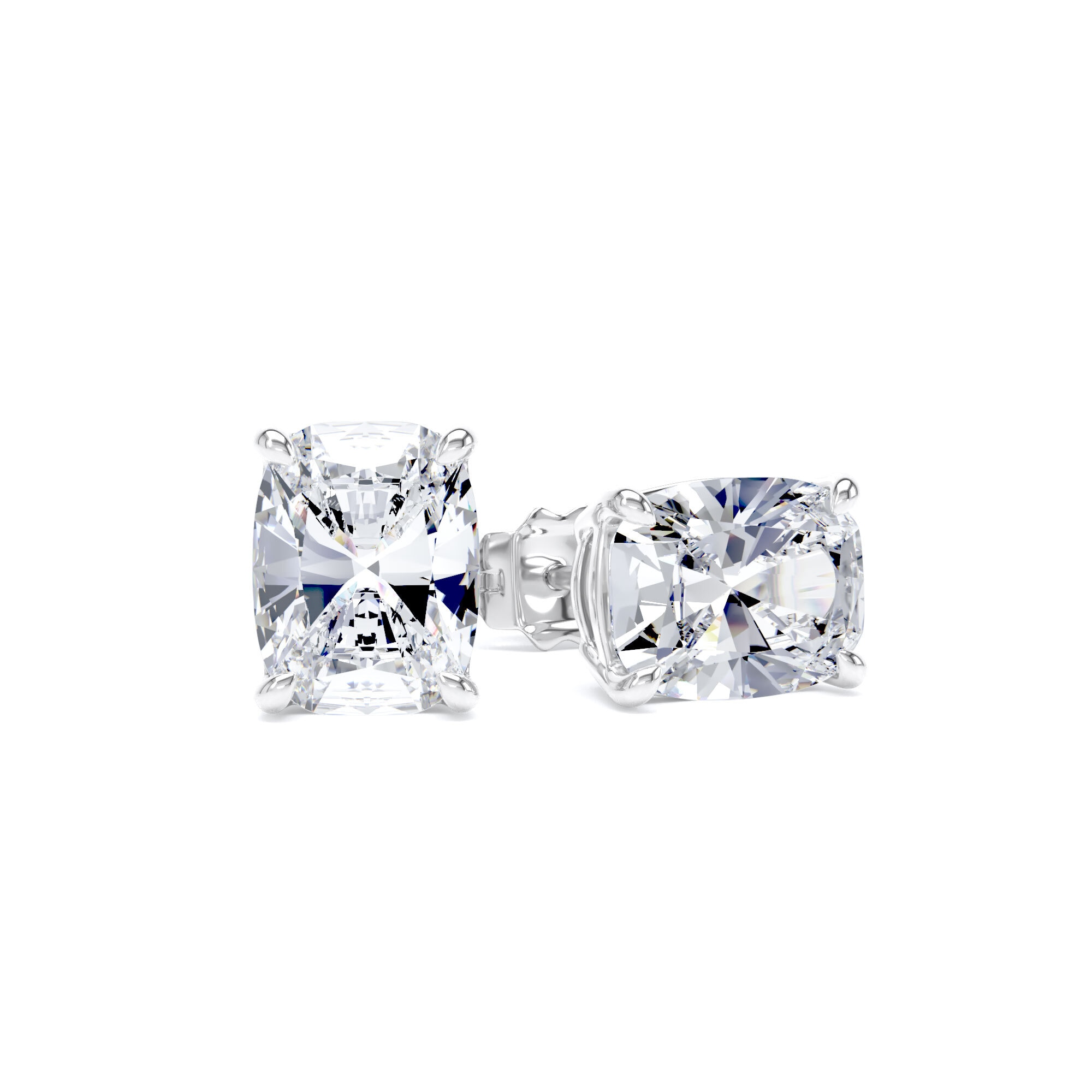 9ct White Gold 3.00cttw Elongated Cushion Cut Lab Grown Diamond Solitaire Stud Earrings