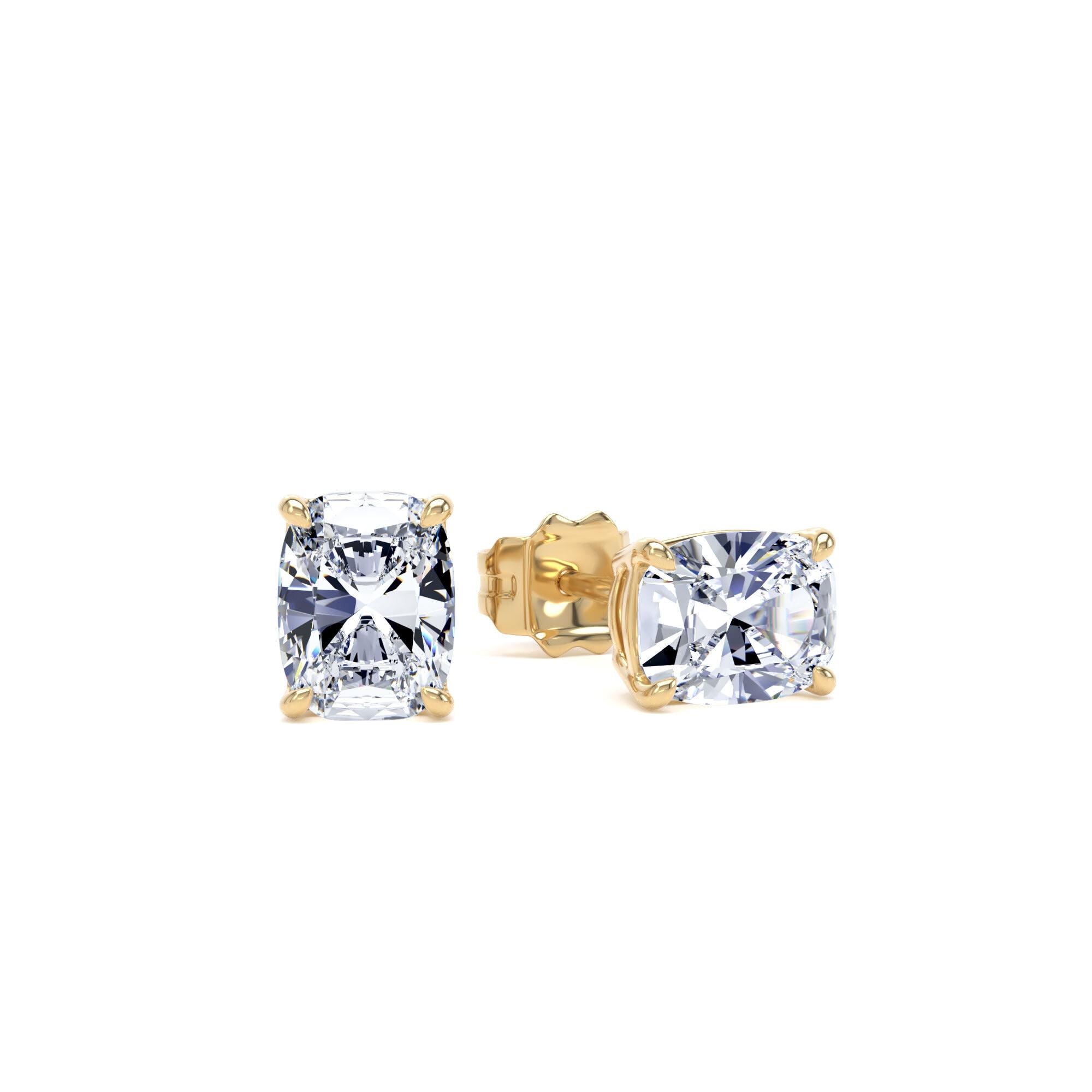 9ct Yellow Gold 1.50cttw Elongated Cushion Cut Lab Grown Diamond Solitaire Stud Earrings