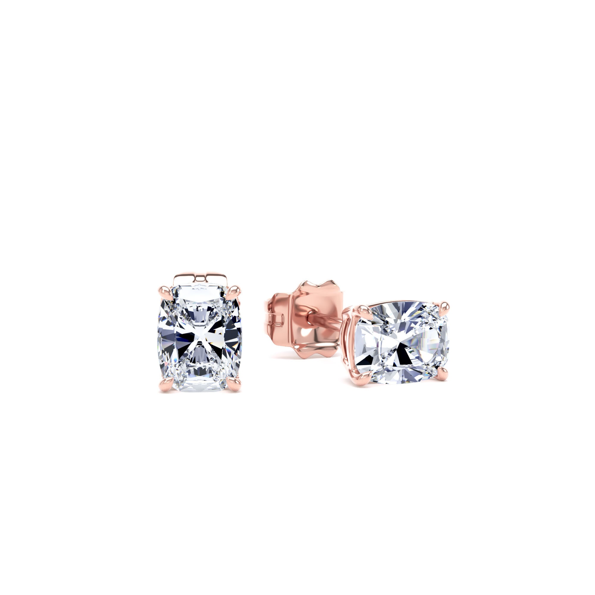 9ct Rose Gold 1.00cttw Elongated Cushion Cut Lab Grown Diamond Solitaire Stud Earrings