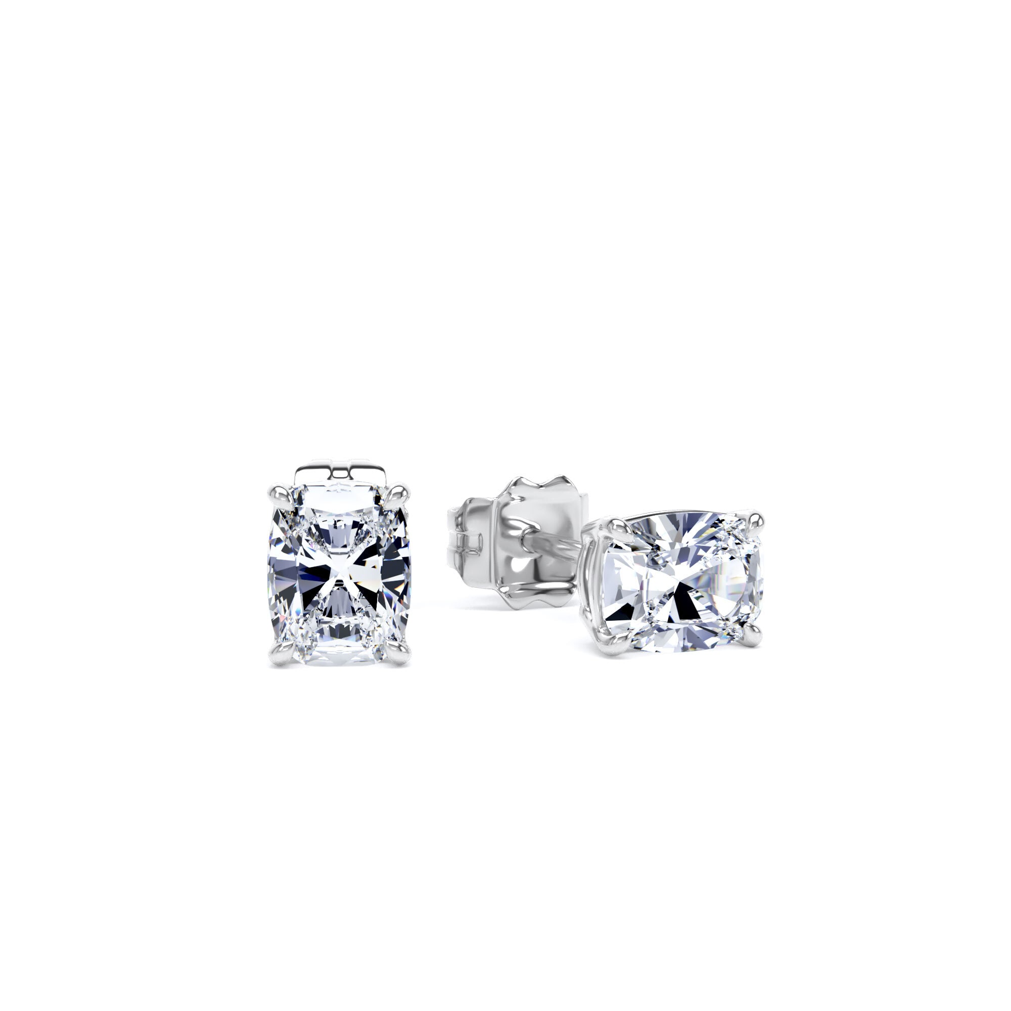 18ct White Gold 1.00cttw Elongated Cushion Cut Lab Grown Diamond Solitaire Stud Earrings
